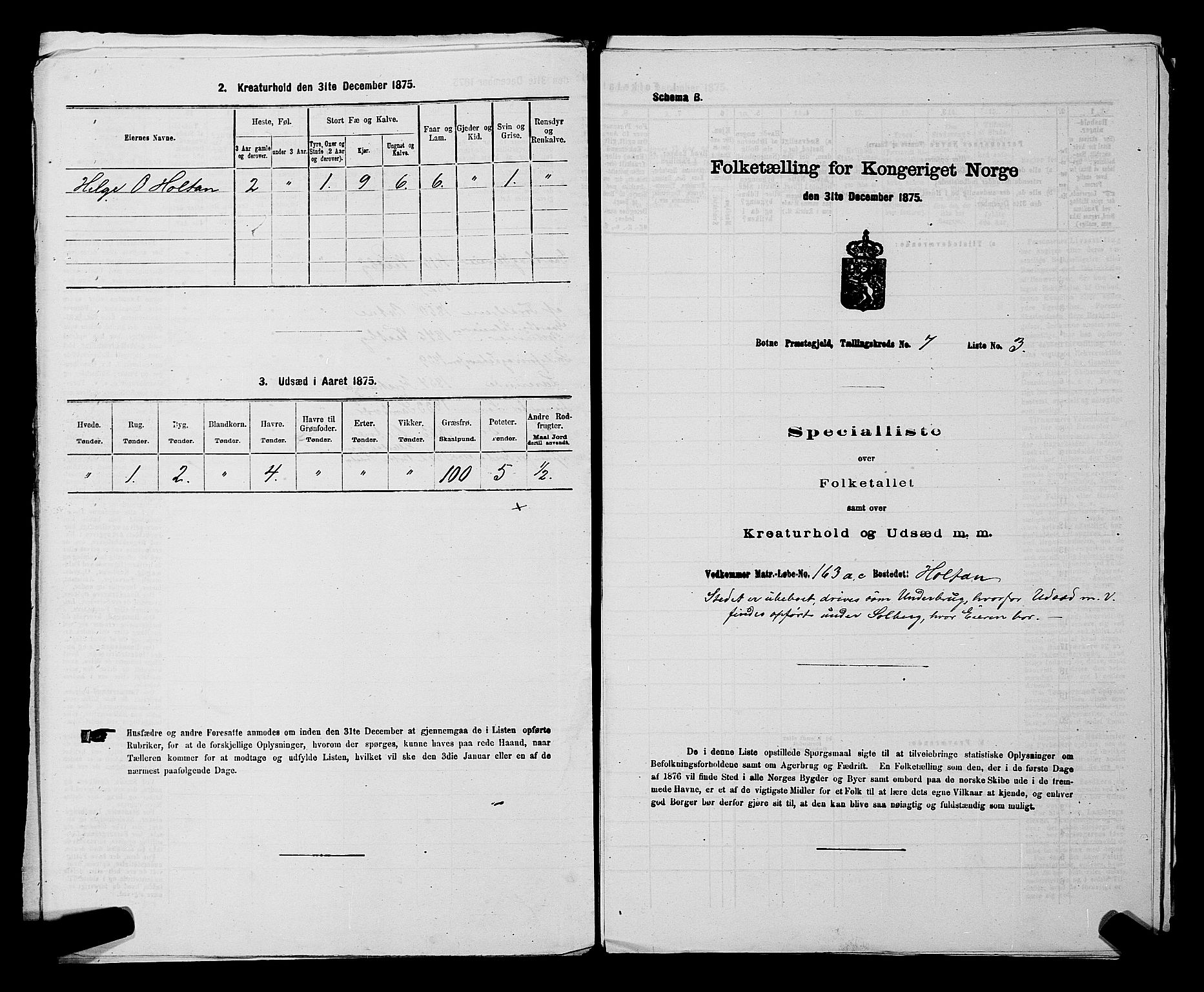 SAKO, 1875 census for 0715P Botne, 1875, p. 588