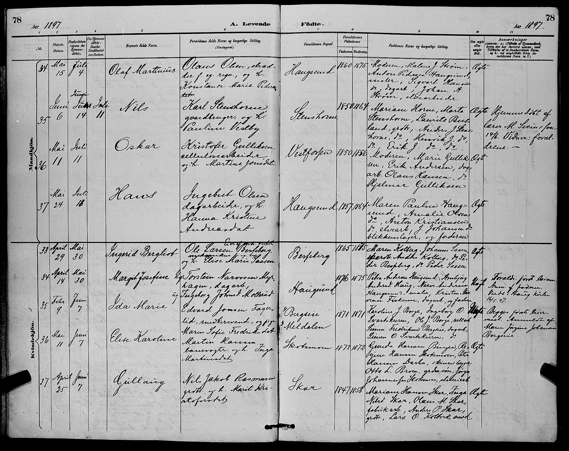 Eiker kirkebøker, AV/SAKO-A-4/G/Ga/L0007: Parish register (copy) no. I 7, 1893-1902, p. 78