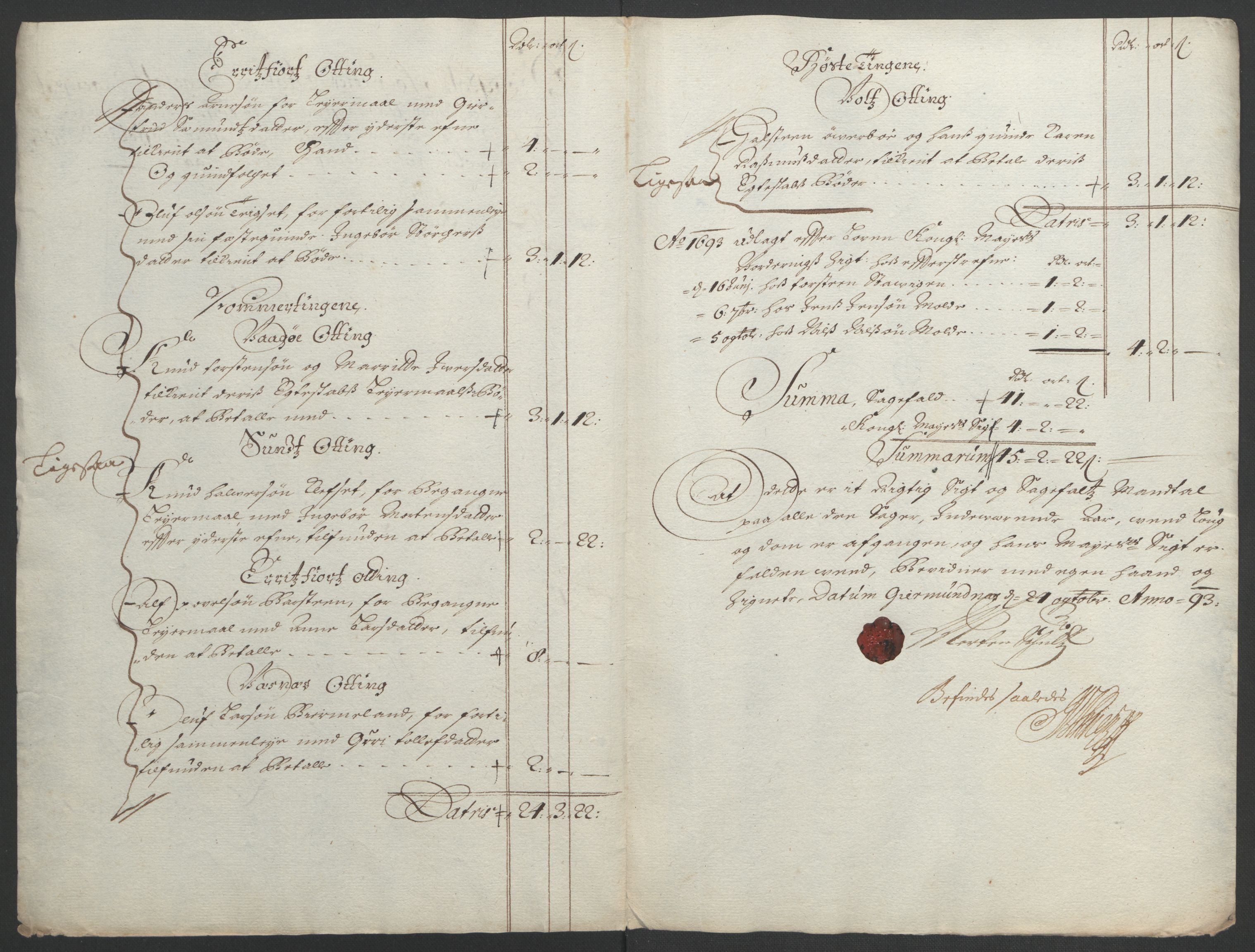 Rentekammeret inntil 1814, Reviderte regnskaper, Fogderegnskap, RA/EA-4092/R55/L3651: Fogderegnskap Romsdal, 1693-1694, p. 124
