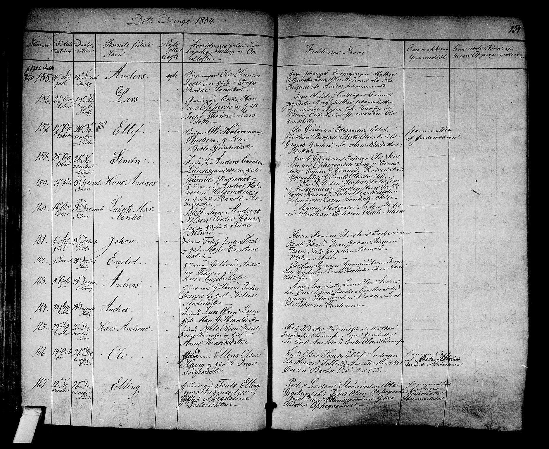 Norderhov kirkebøker, AV/SAKO-A-237/F/Fa/L0011: Parish register (official) no. 11, 1847-1856, p. 154