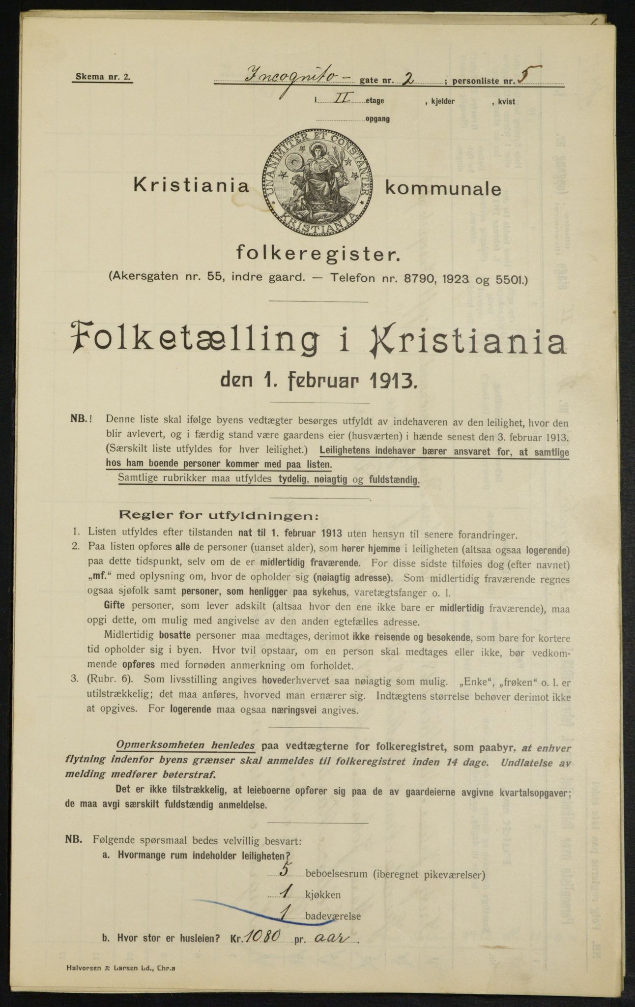 OBA, Municipal Census 1913 for Kristiania, 1913, p. 43801