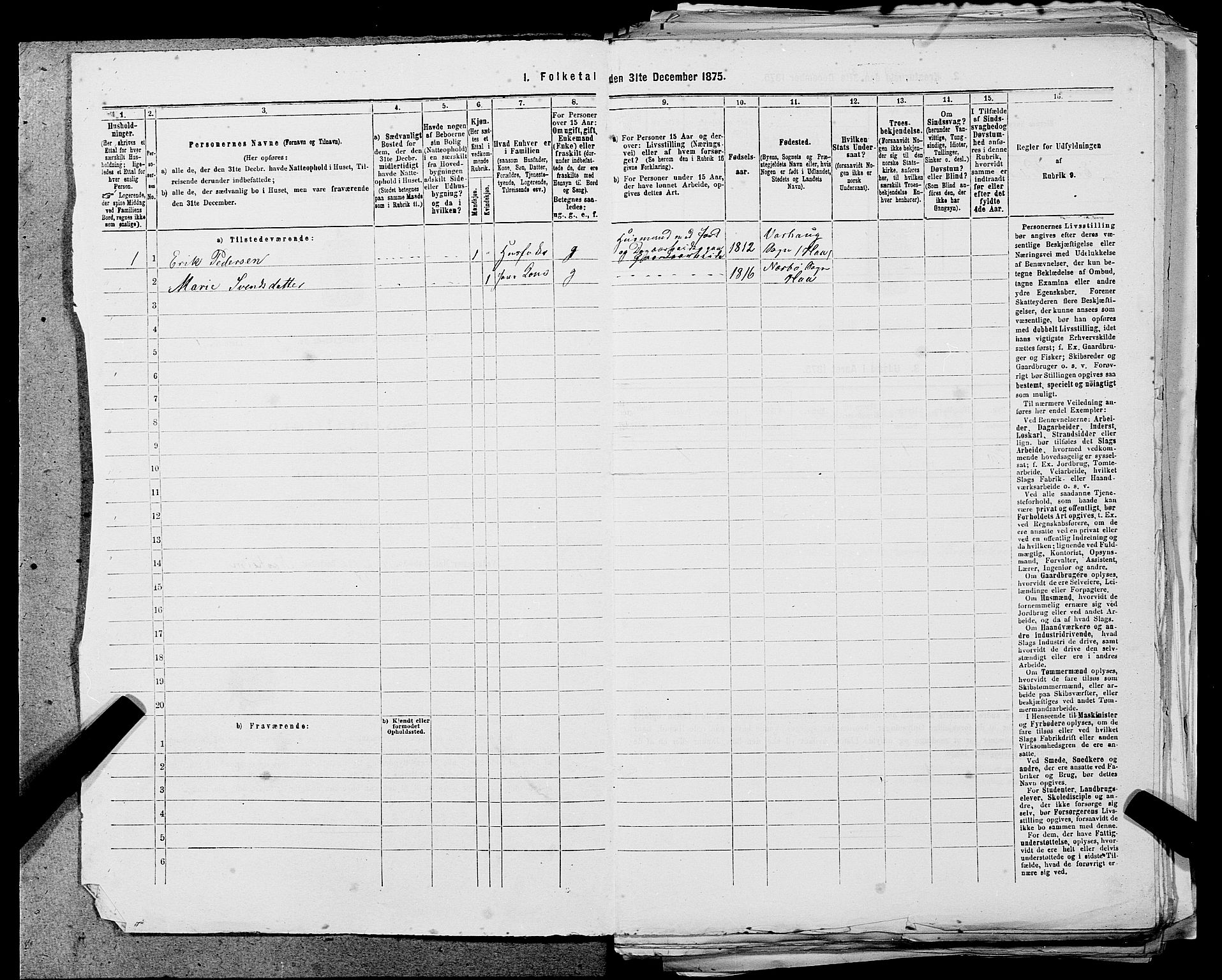 SAST, 1875 census for 1119P Hå, 1875, p. 55