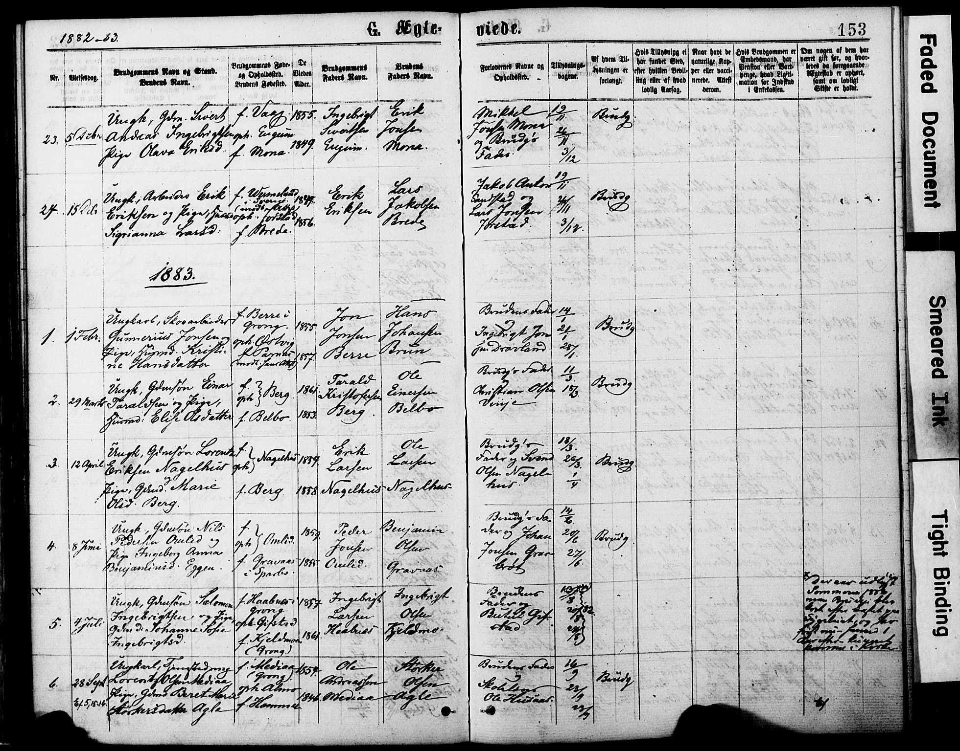 Ministerialprotokoller, klokkerbøker og fødselsregistre - Nord-Trøndelag, SAT/A-1458/749/L0473: Parish register (official) no. 749A07, 1873-1887, p. 153