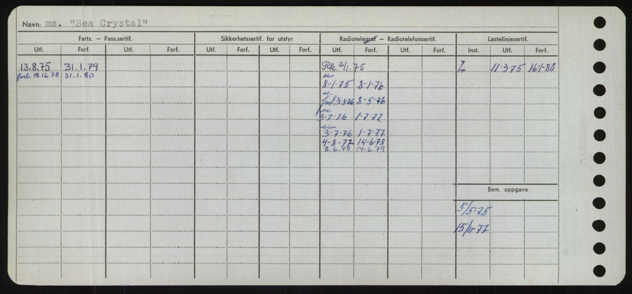 Sjøfartsdirektoratet med forløpere, Skipsmålingen, RA/S-1627/H/Hd/L0032: Fartøy, San-Seve, p. 276