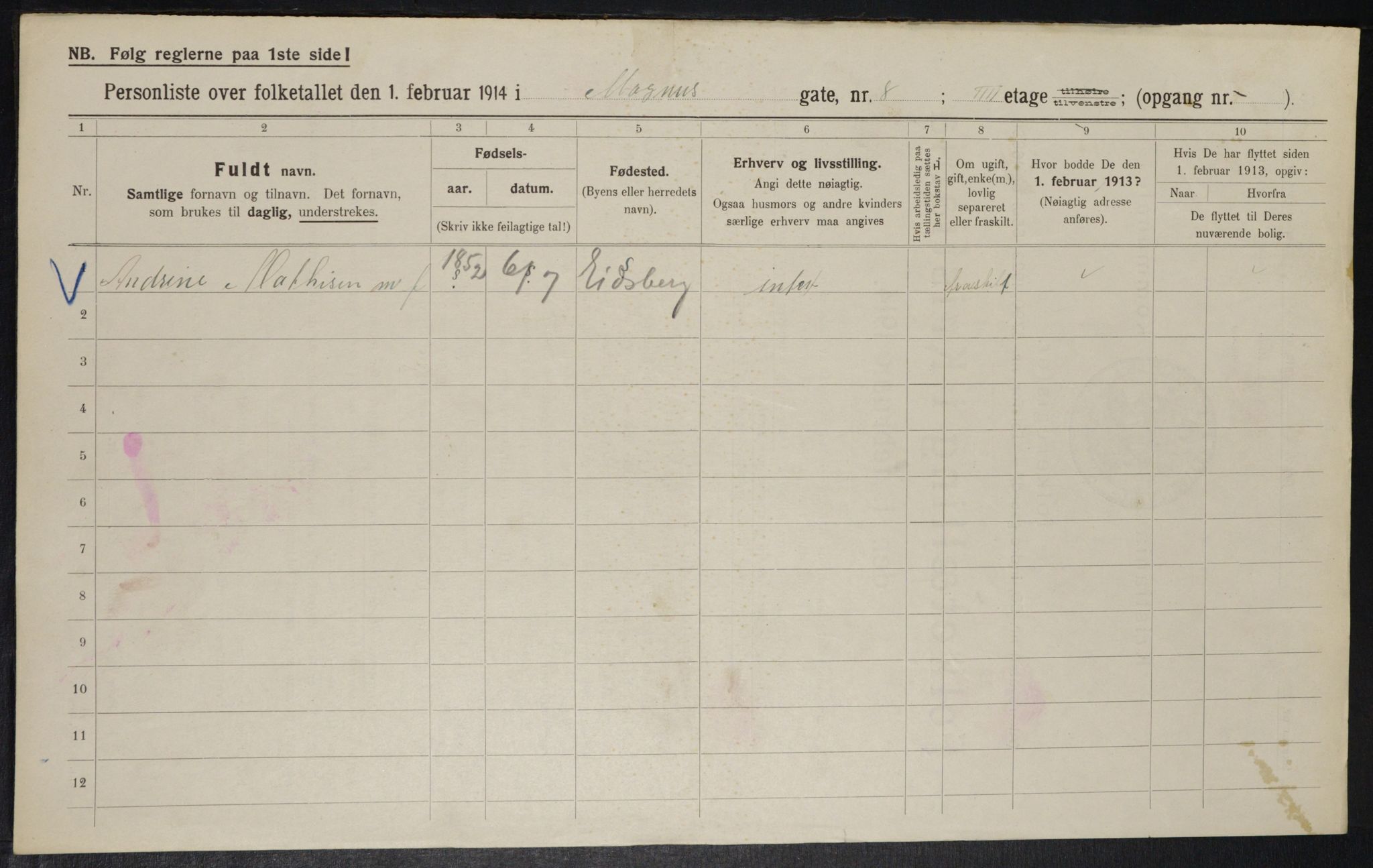 OBA, Municipal Census 1914 for Kristiania, 1914, p. 59534