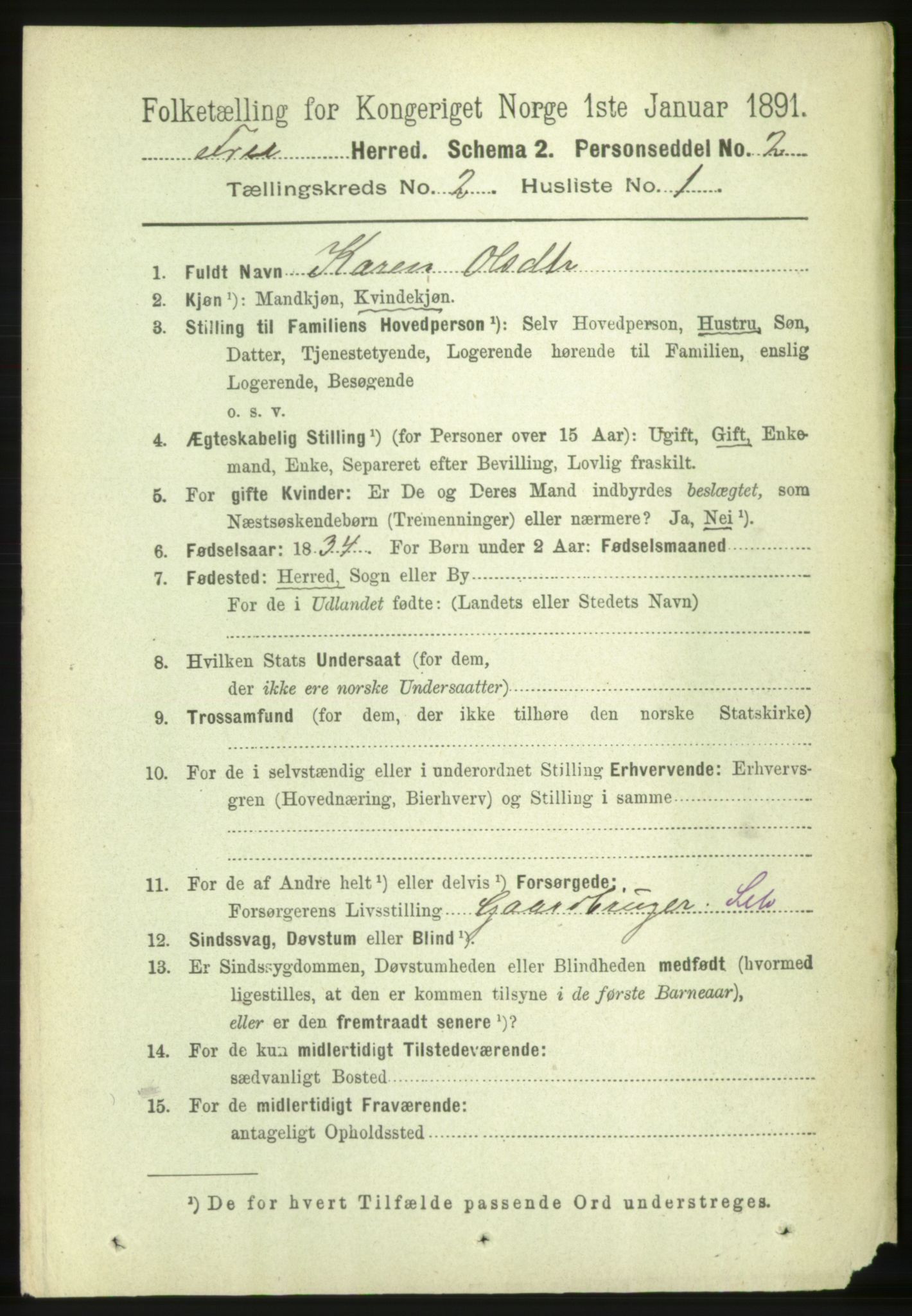 RA, 1891 census for 1556 Frei, 1891, p. 728