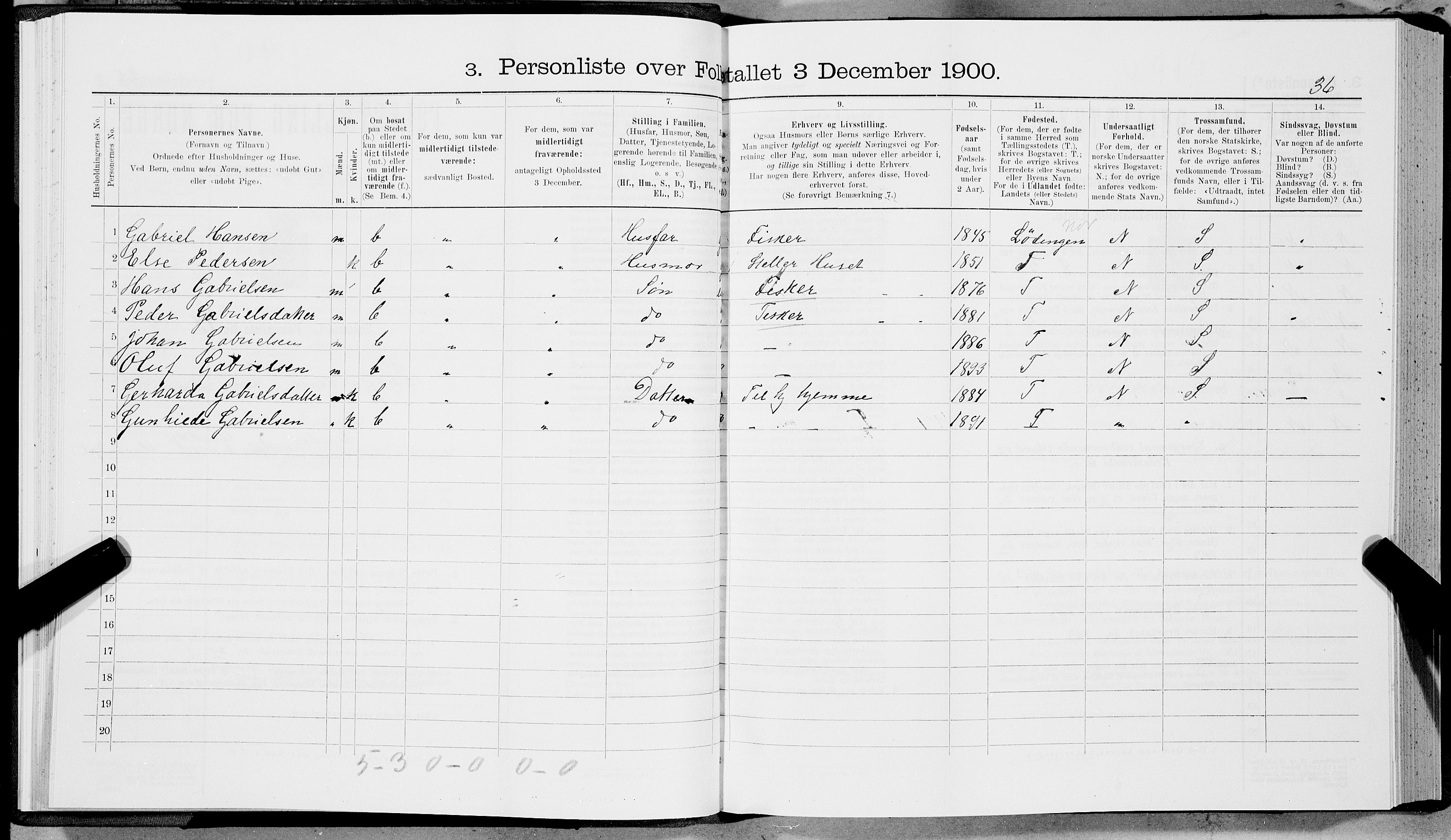 SAT, 1900 census for Tysfjord, 1900, p. 49