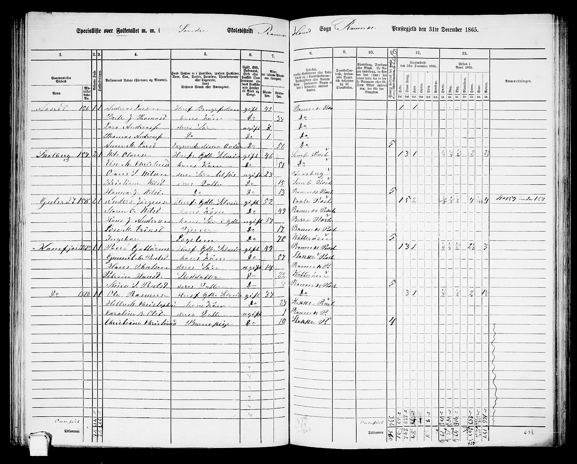 RA, 1865 census for Ramnes, 1865, p. 25