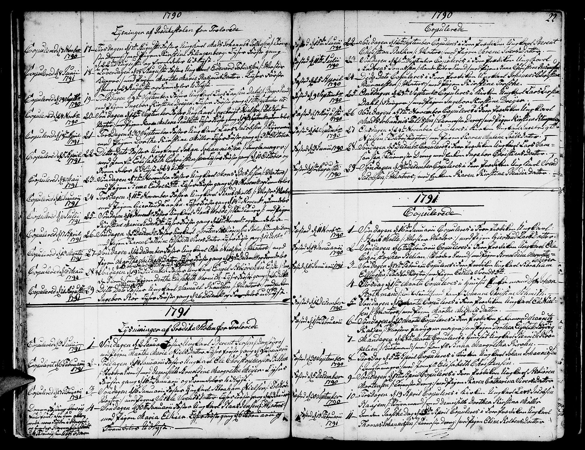 Nykirken Sokneprestembete, SAB/A-77101/H/Hab: Parish register (copy) no. A 2, 1782-1847, p. 22