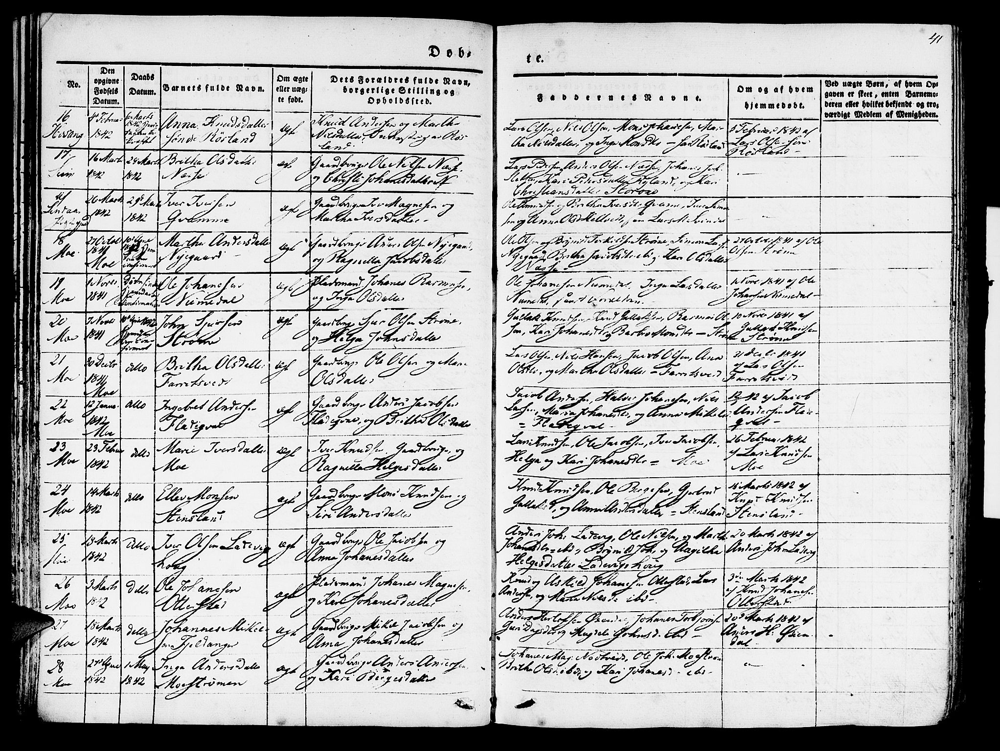 Hosanger sokneprestembete, AV/SAB-A-75801/H/Haa: Parish register (official) no. A 7, 1835-1848, p. 41