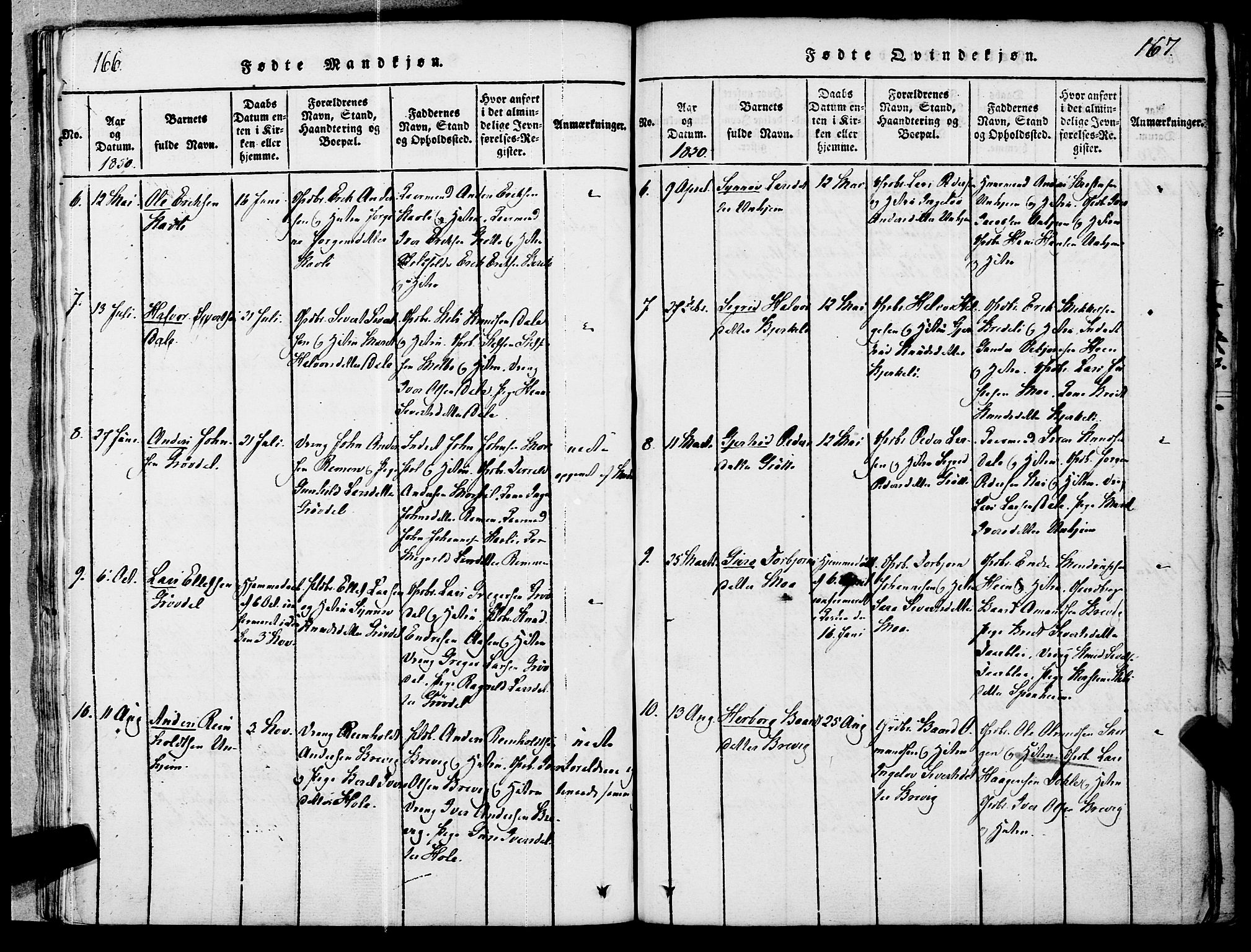 Ministerialprotokoller, klokkerbøker og fødselsregistre - Møre og Romsdal, AV/SAT-A-1454/545/L0585: Parish register (official) no. 545A01, 1818-1853, p. 166-167