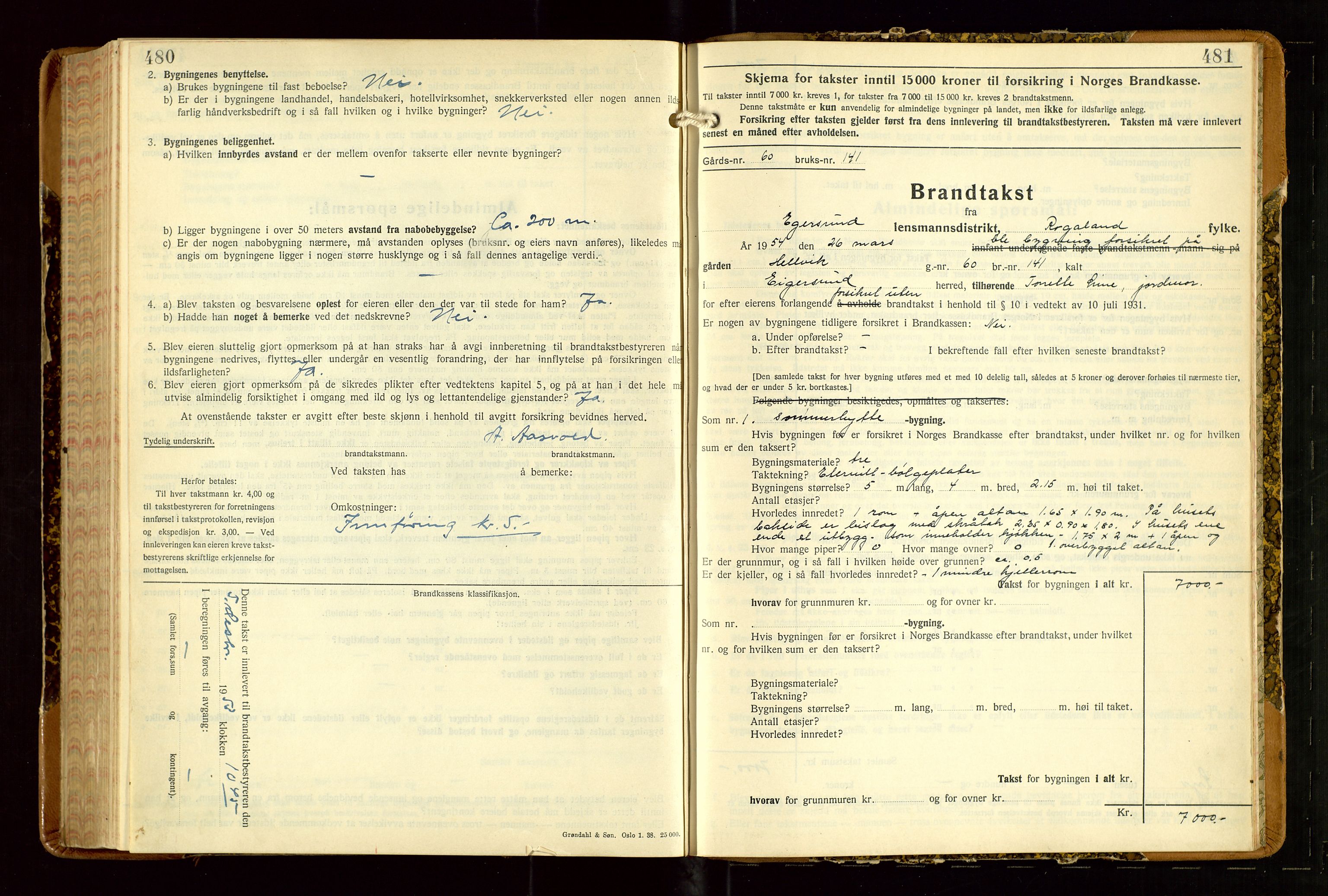 Eigersund lensmannskontor, SAST/A-100171/Gob/L0007: "Brandtakstprotokoll", 1938-1955, p. 480-481