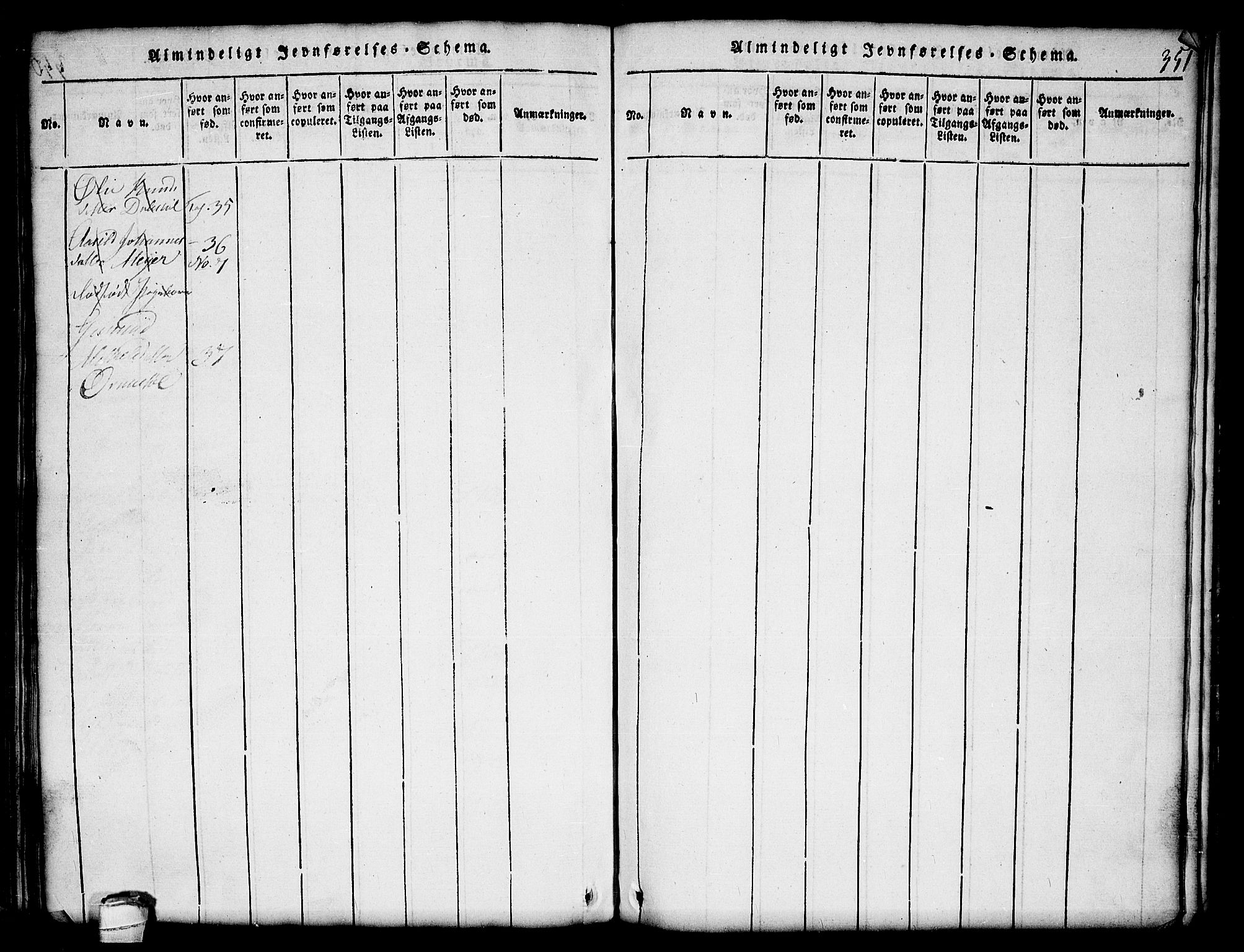 Lårdal kirkebøker, SAKO/A-284/G/Gc/L0001: Parish register (copy) no. III 1, 1815-1854, p. 351