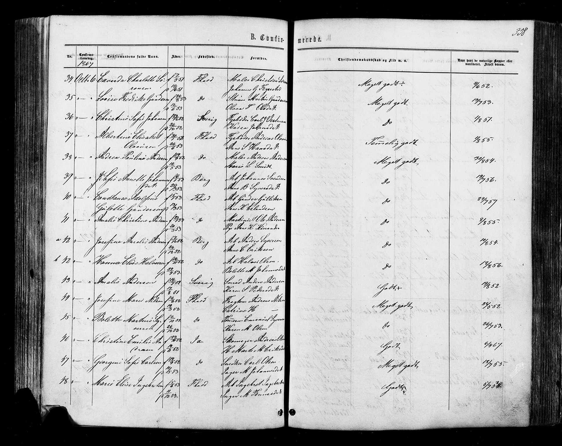 Halden prestekontor Kirkebøker, AV/SAO-A-10909/F/Fa/L0009: Parish register (official) no. I 9, 1866-1877, p. 308