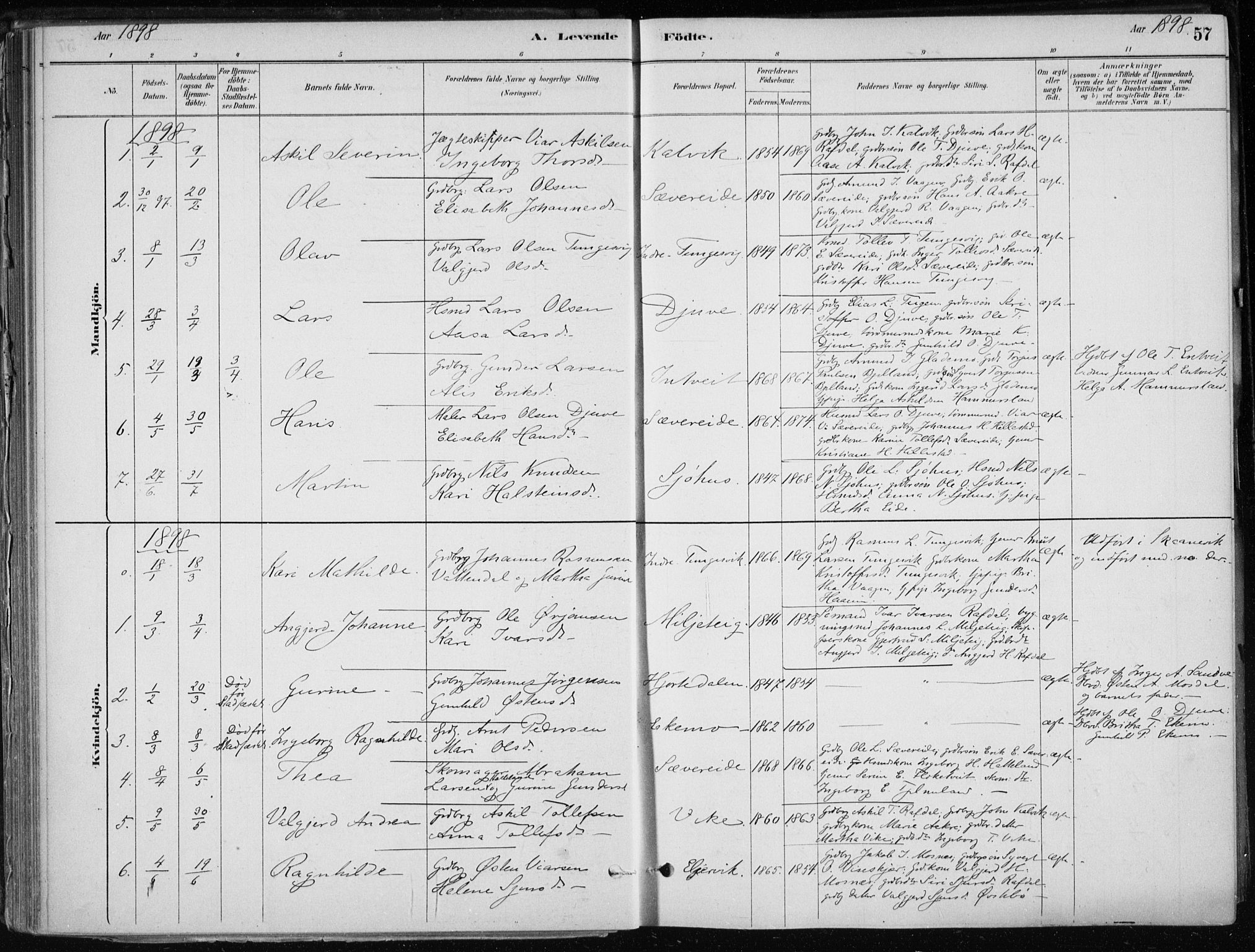 Skånevik sokneprestembete, SAB/A-77801/H/Haa: Parish register (official) no. E  1, 1879-1901, p. 57