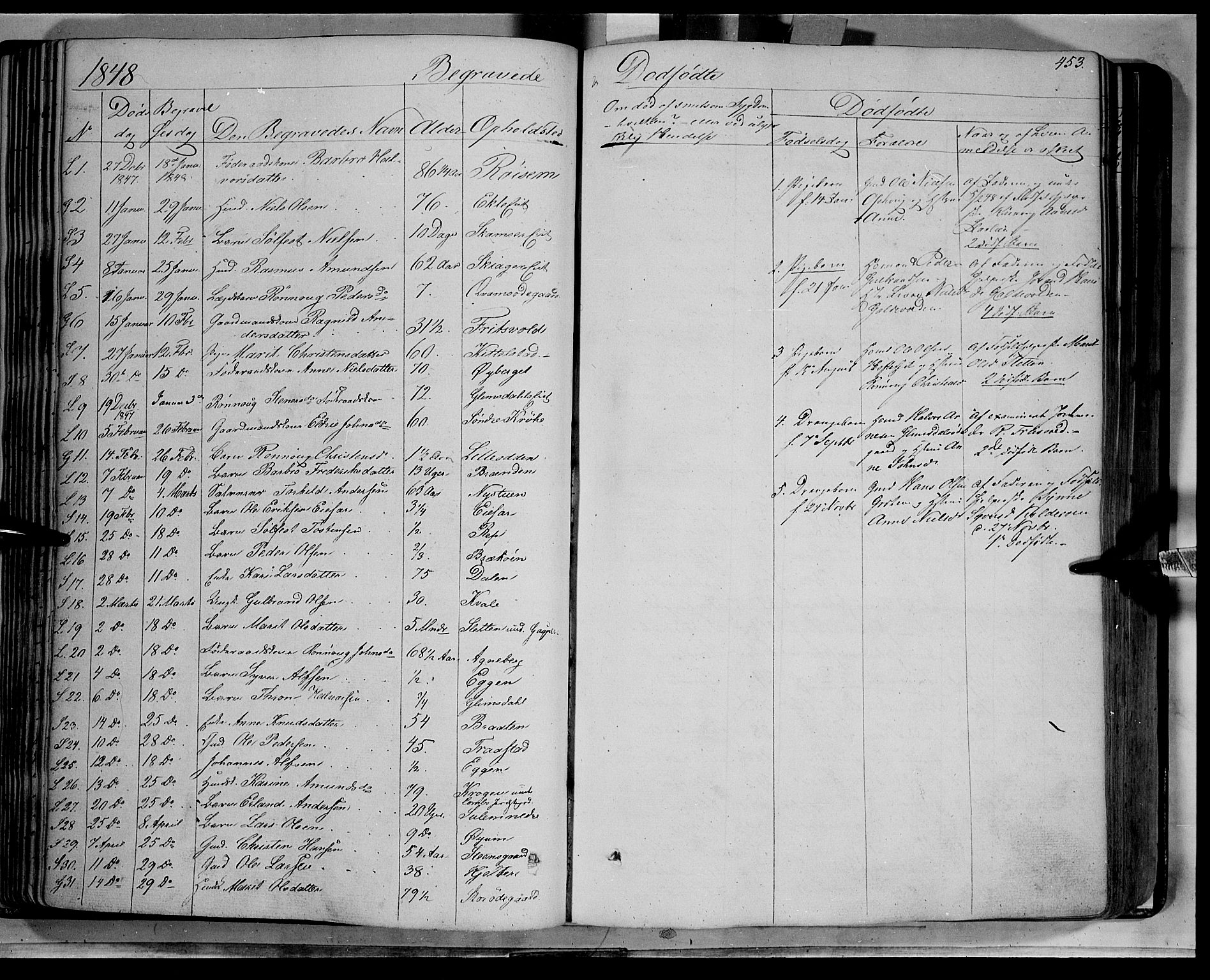Lom prestekontor, SAH/PREST-070/K/L0006: Parish register (official) no. 6B, 1837-1863, p. 453
