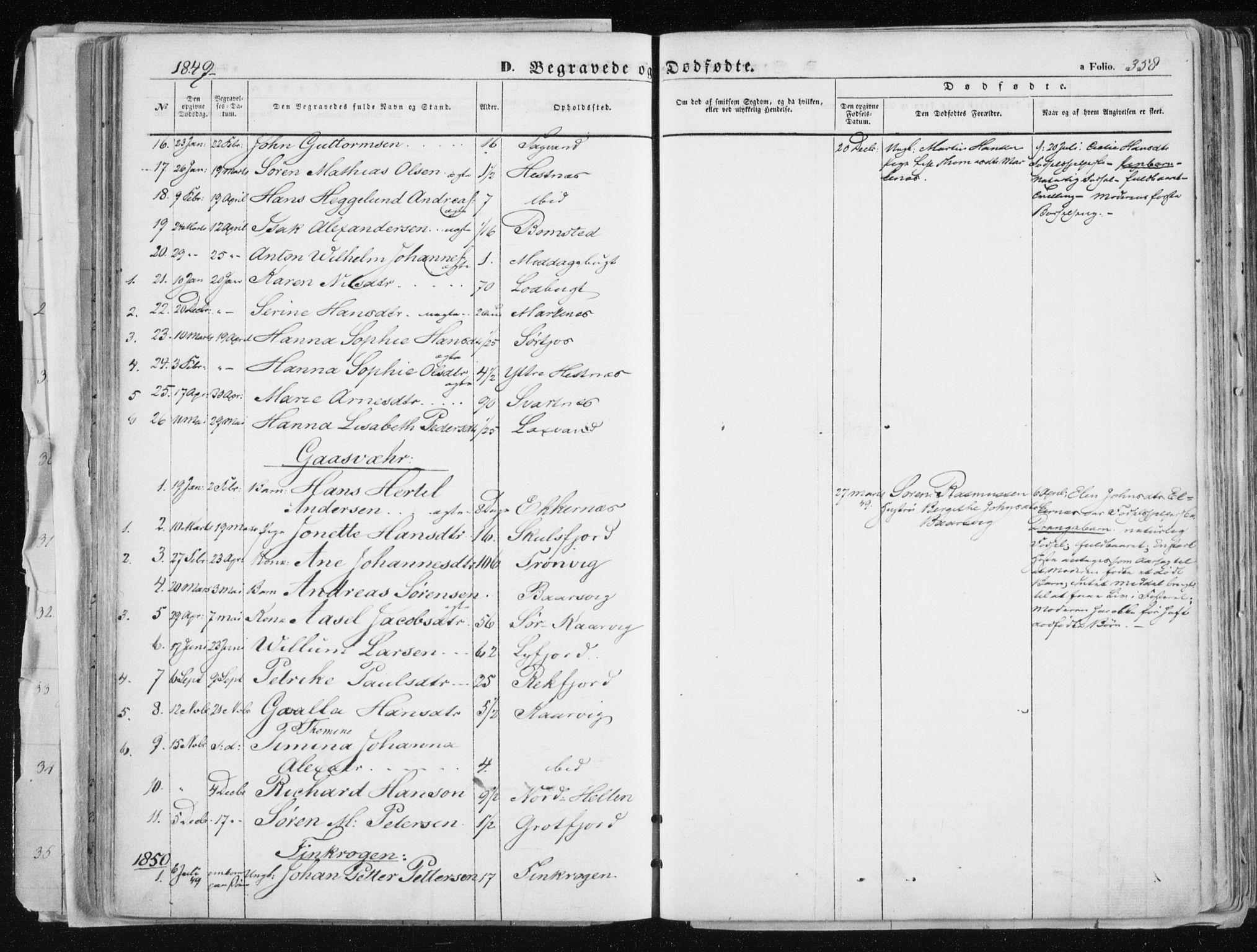 Tromsø sokneprestkontor/stiftsprosti/domprosti, SATØ/S-1343/G/Ga/L0010kirke: Parish register (official) no. 10, 1848-1855, p. 358
