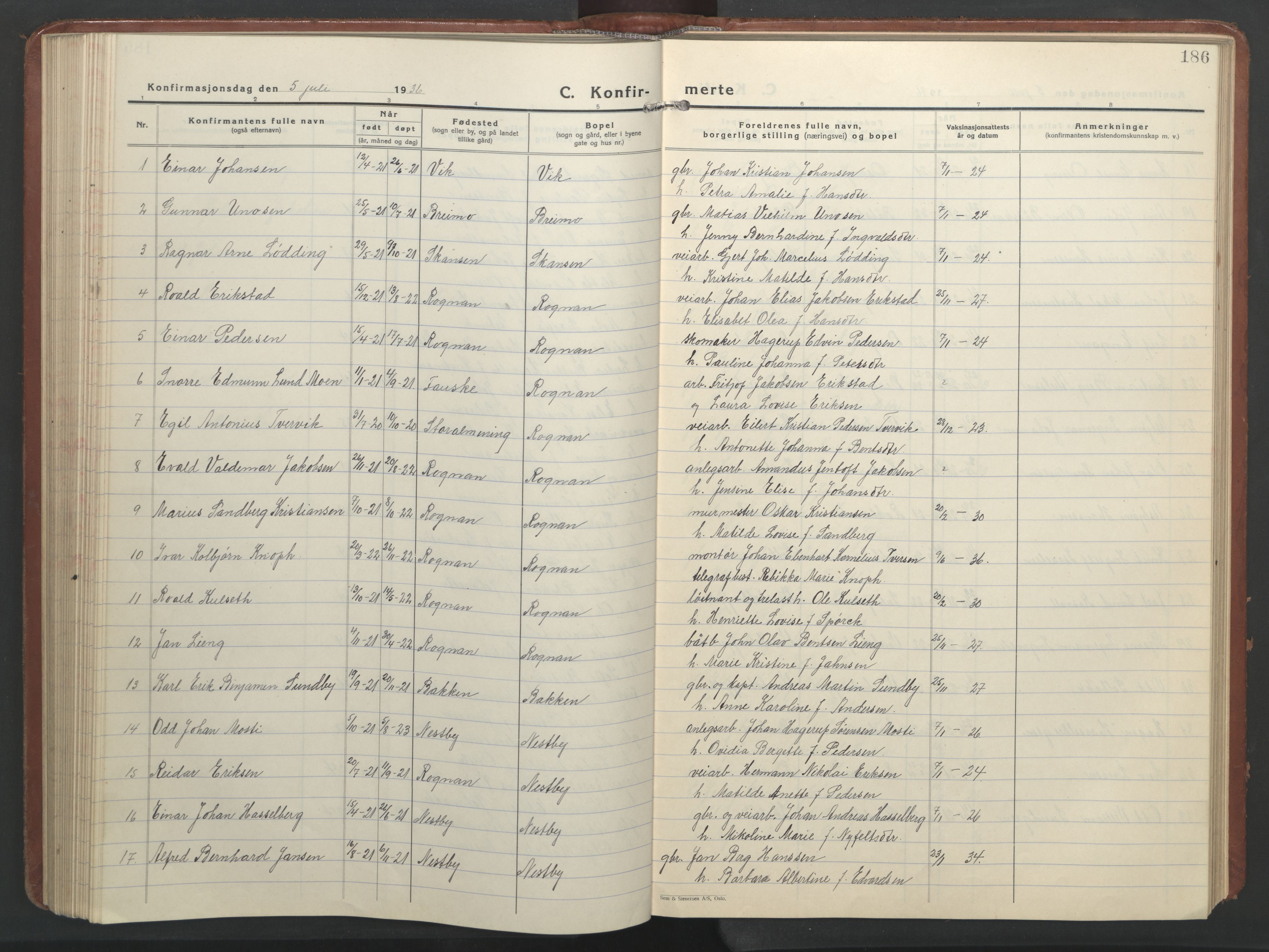 Ministerialprotokoller, klokkerbøker og fødselsregistre - Nordland, AV/SAT-A-1459/847/L0680: Parish register (copy) no. 847C08, 1930-1947, p. 186