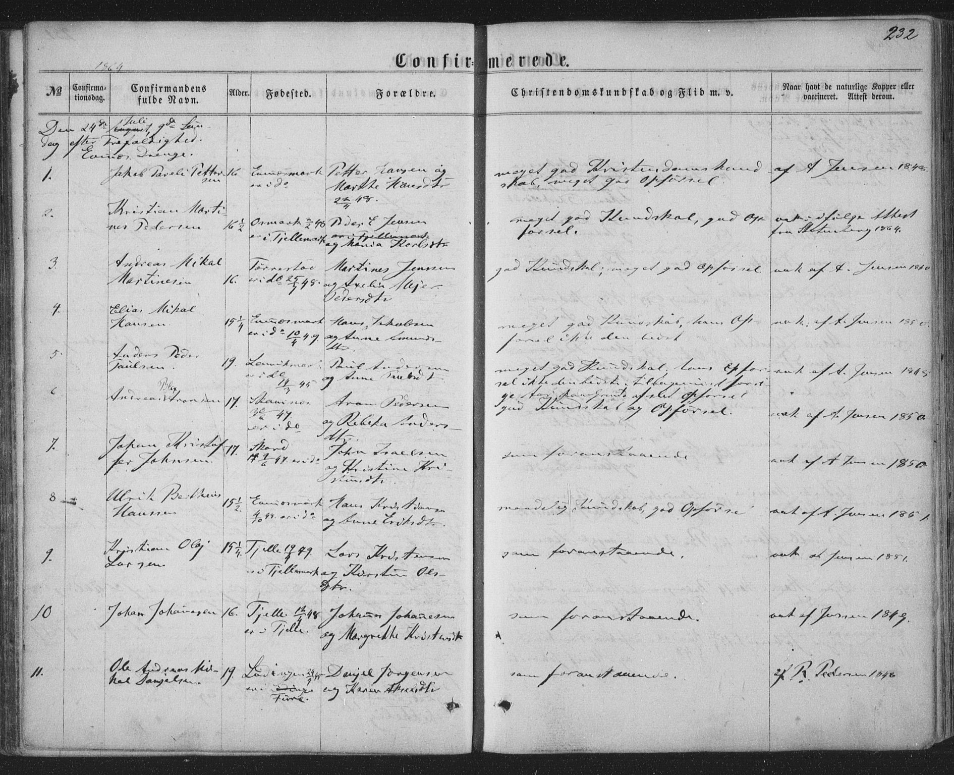 Ministerialprotokoller, klokkerbøker og fødselsregistre - Nordland, SAT/A-1459/863/L0896: Parish register (official) no. 863A08, 1861-1871, p. 232