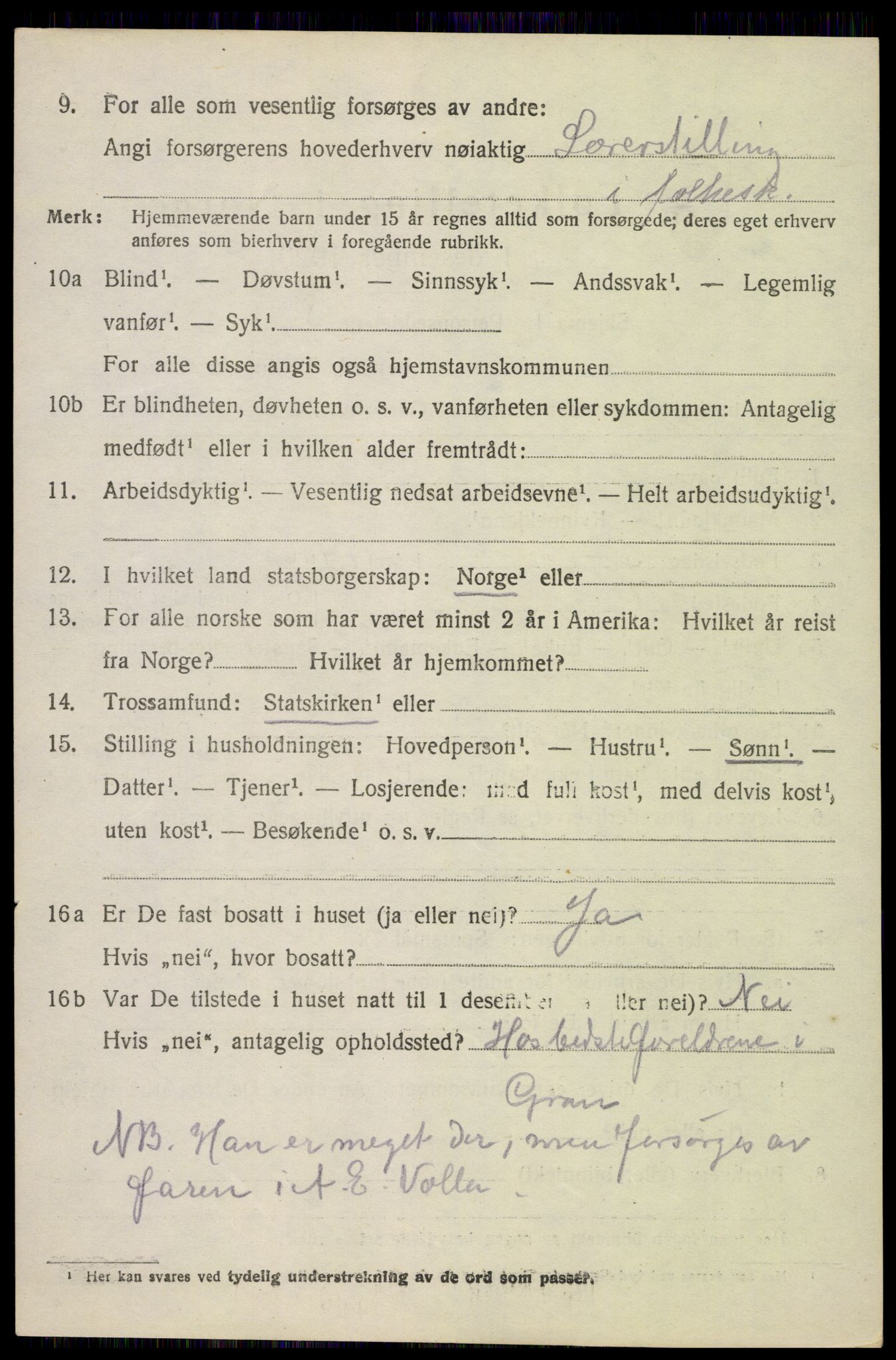 SAH, 1920 census for Jevnaker, 1920, p. 1244