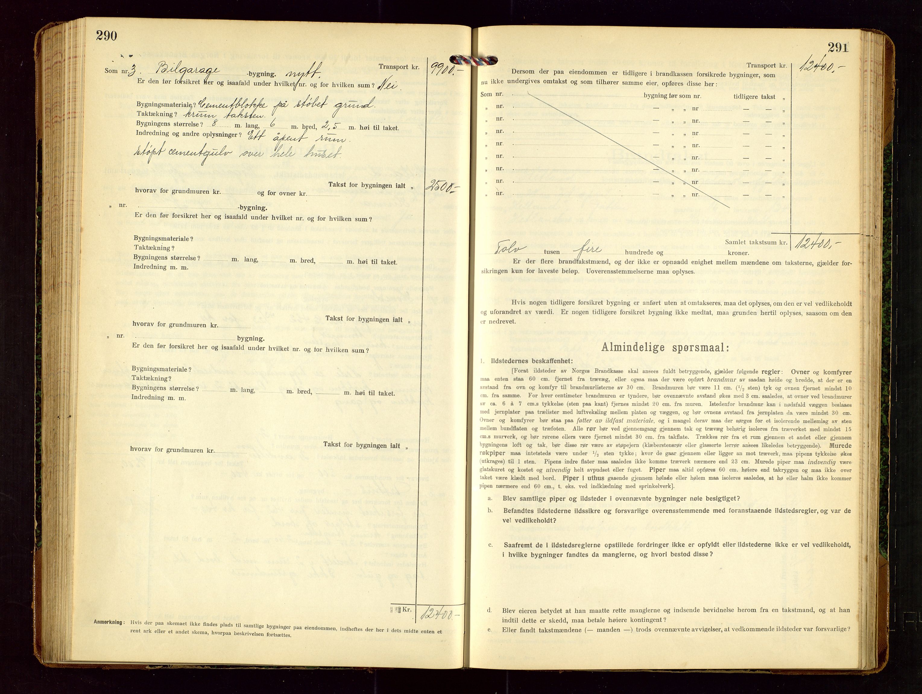 Hetland lensmannskontor, SAST/A-100101/Gob/L0002: "Brandtakstprotokol", 1918-1932, p. 290-291