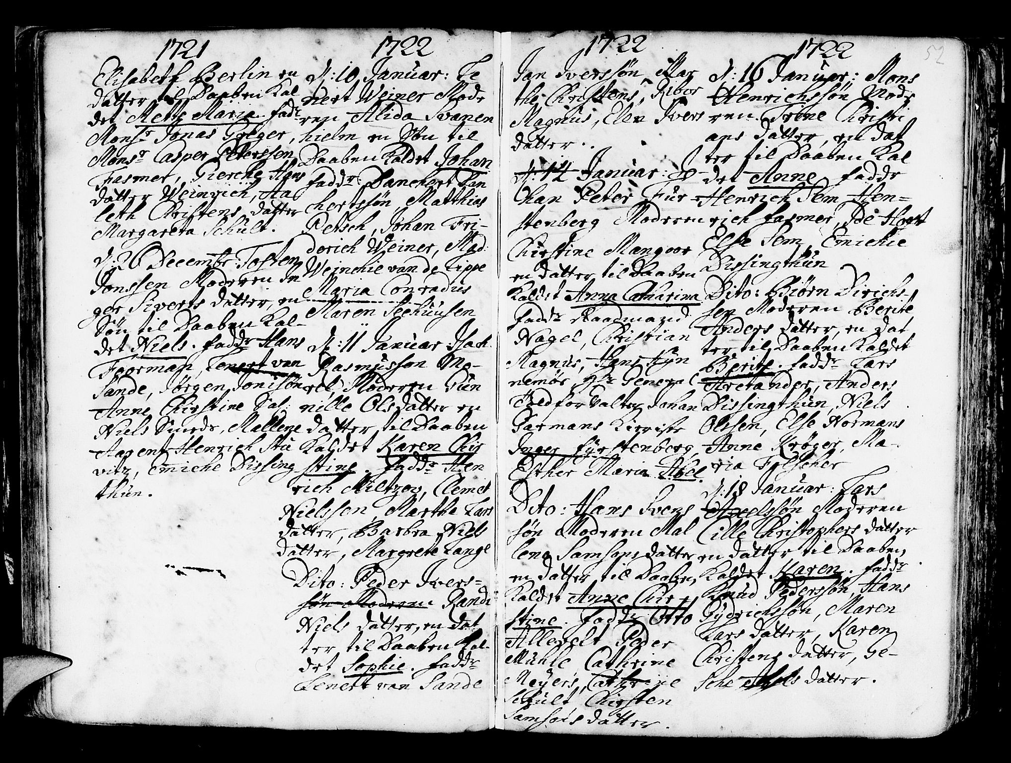 Nykirken Sokneprestembete, AV/SAB-A-77101/H/Haa/L0003: Parish register (official) no. A 3, 1717-1764, p. 52