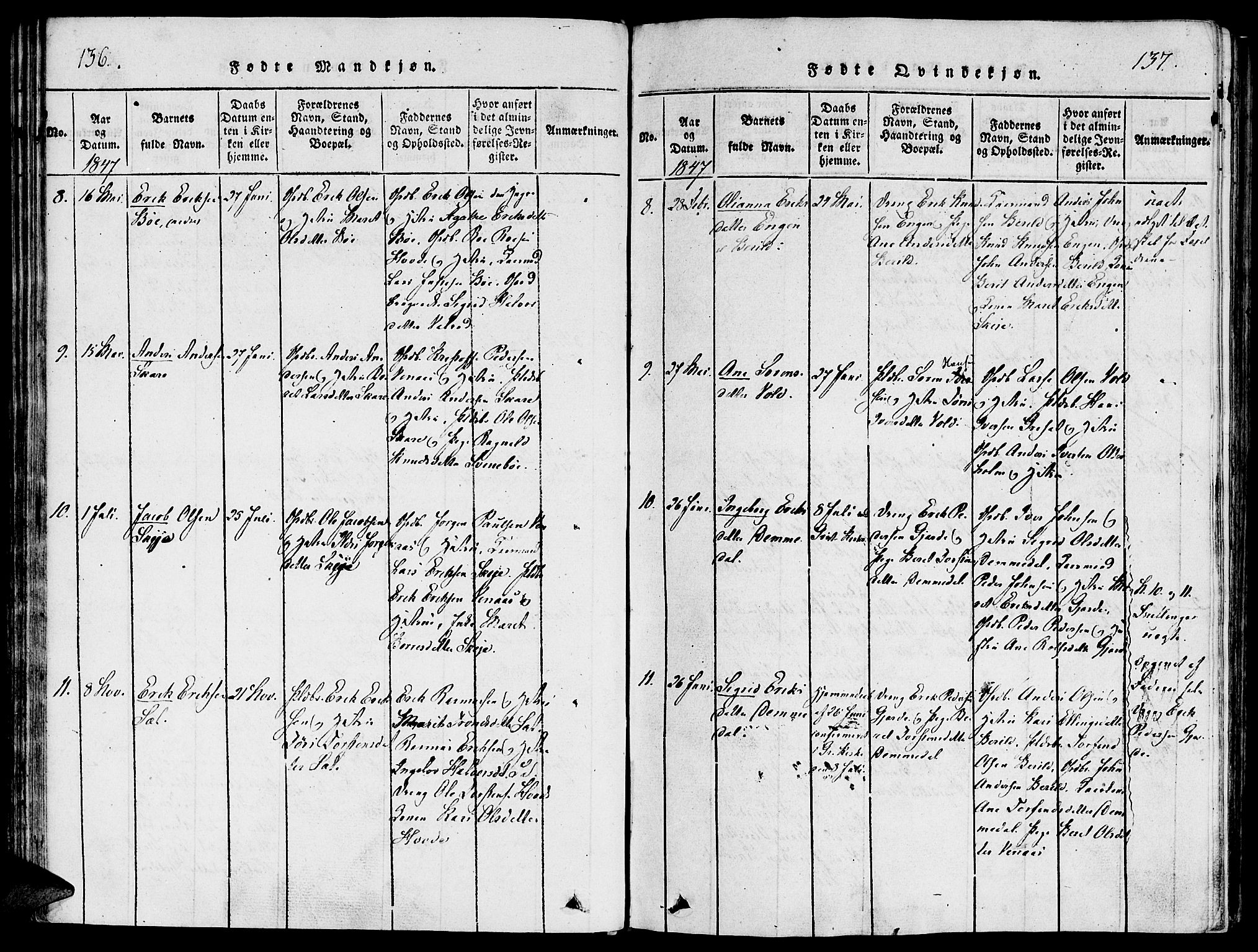 Ministerialprotokoller, klokkerbøker og fødselsregistre - Møre og Romsdal, AV/SAT-A-1454/543/L0561: Parish register (official) no. 543A01, 1818-1853, p. 136-137