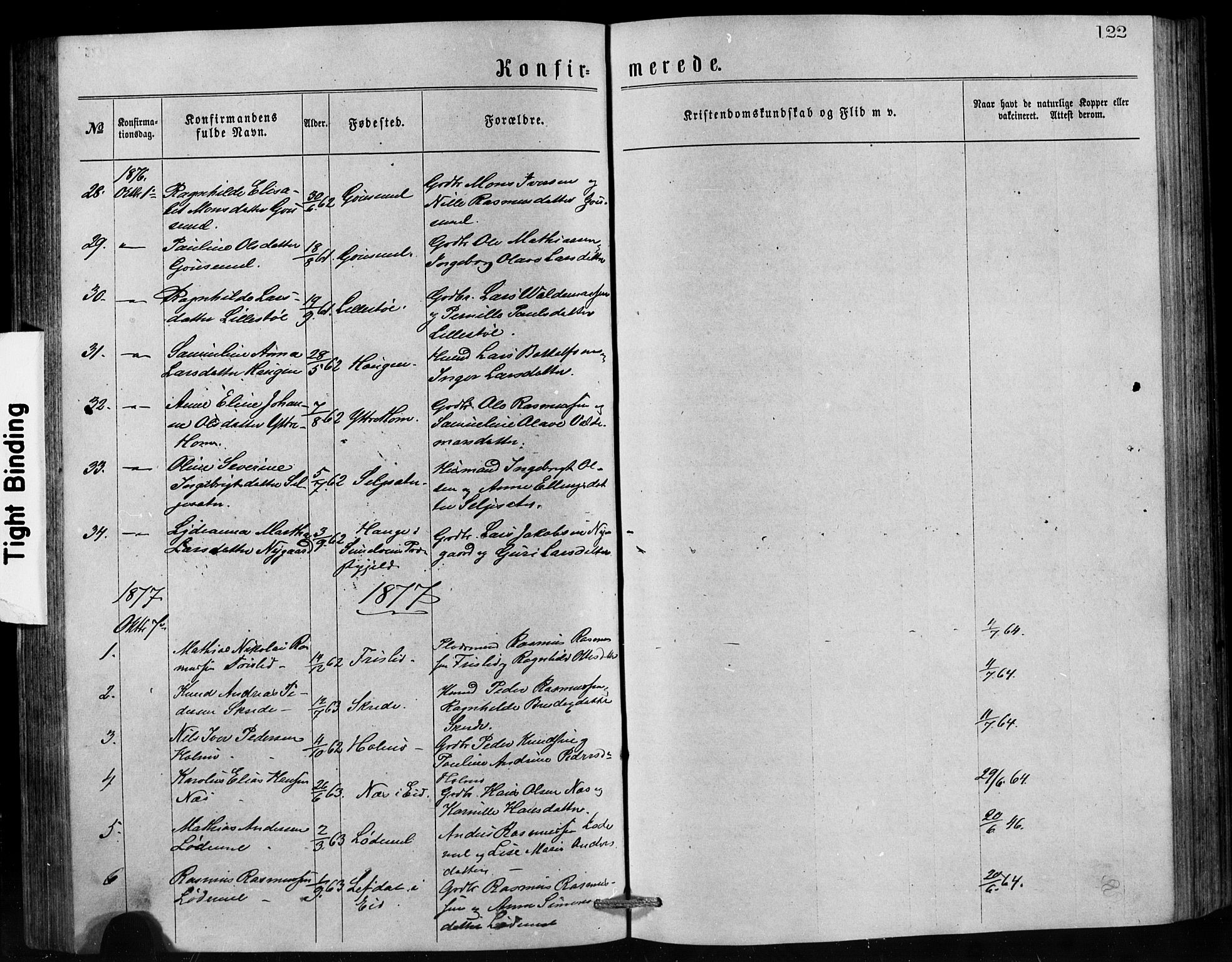 Hornindal sokneprestembete, SAB/A-82401/H/Hab: Parish register (copy) no. A 1, 1876-1894, p. 122
