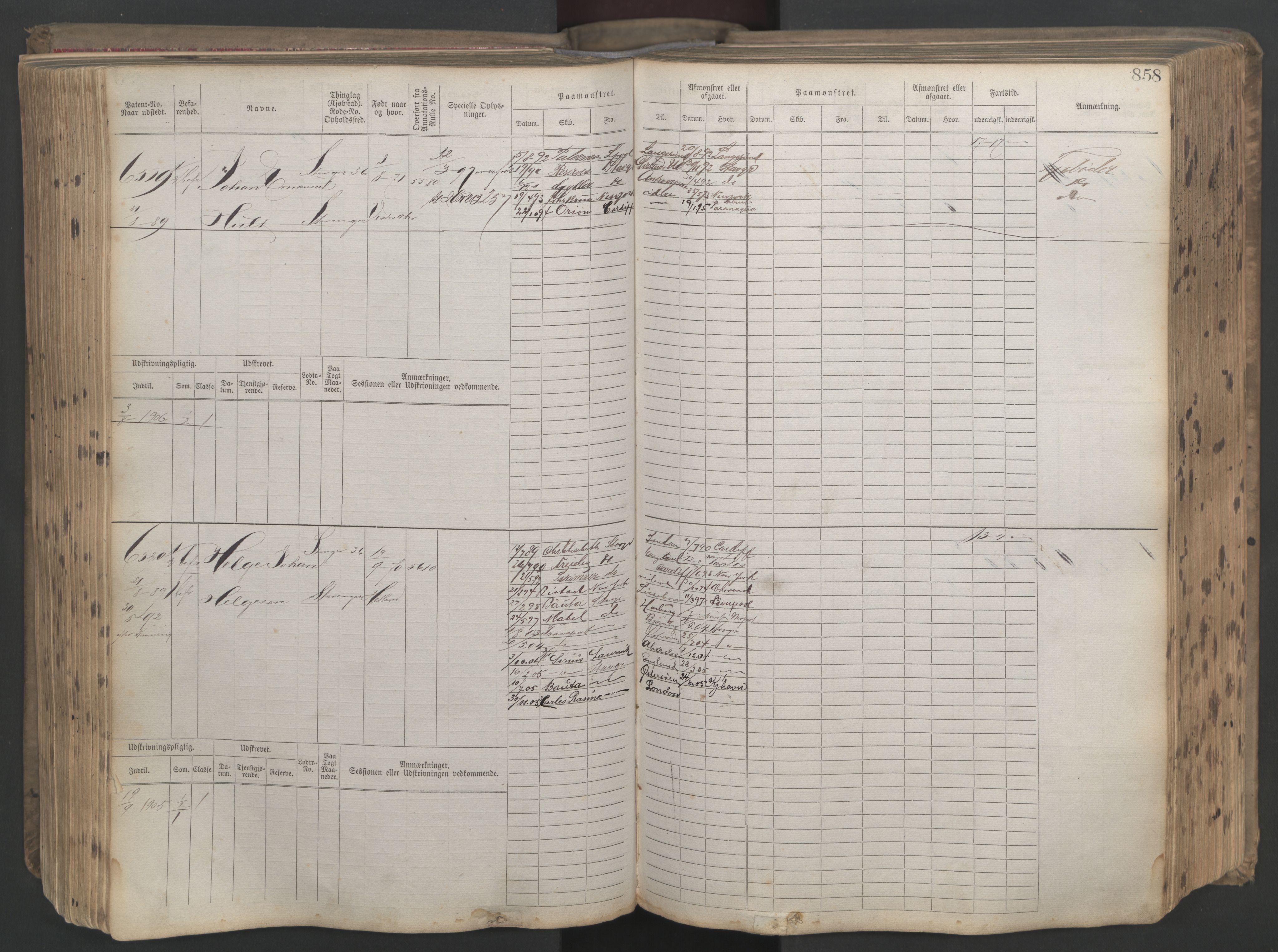 Stavanger sjømannskontor, AV/SAST-A-102006/F/Fb/Fbb/L0021: Sjøfartshovedrulle patnentnr. 6005-7204 (dublett), 1887, p. 262