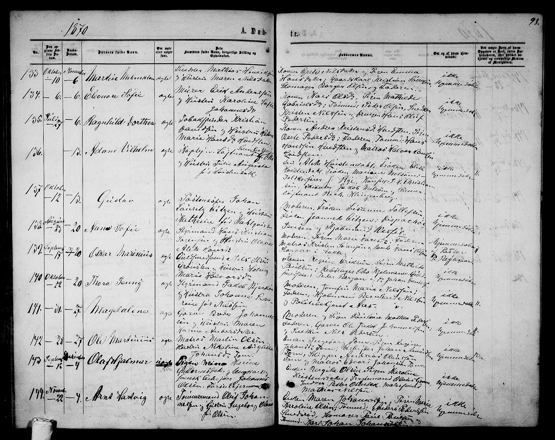 Tønsberg kirkebøker, AV/SAKO-A-330/G/Ga/L0004: Parish register (copy) no. 4, 1865-1874, p. 98