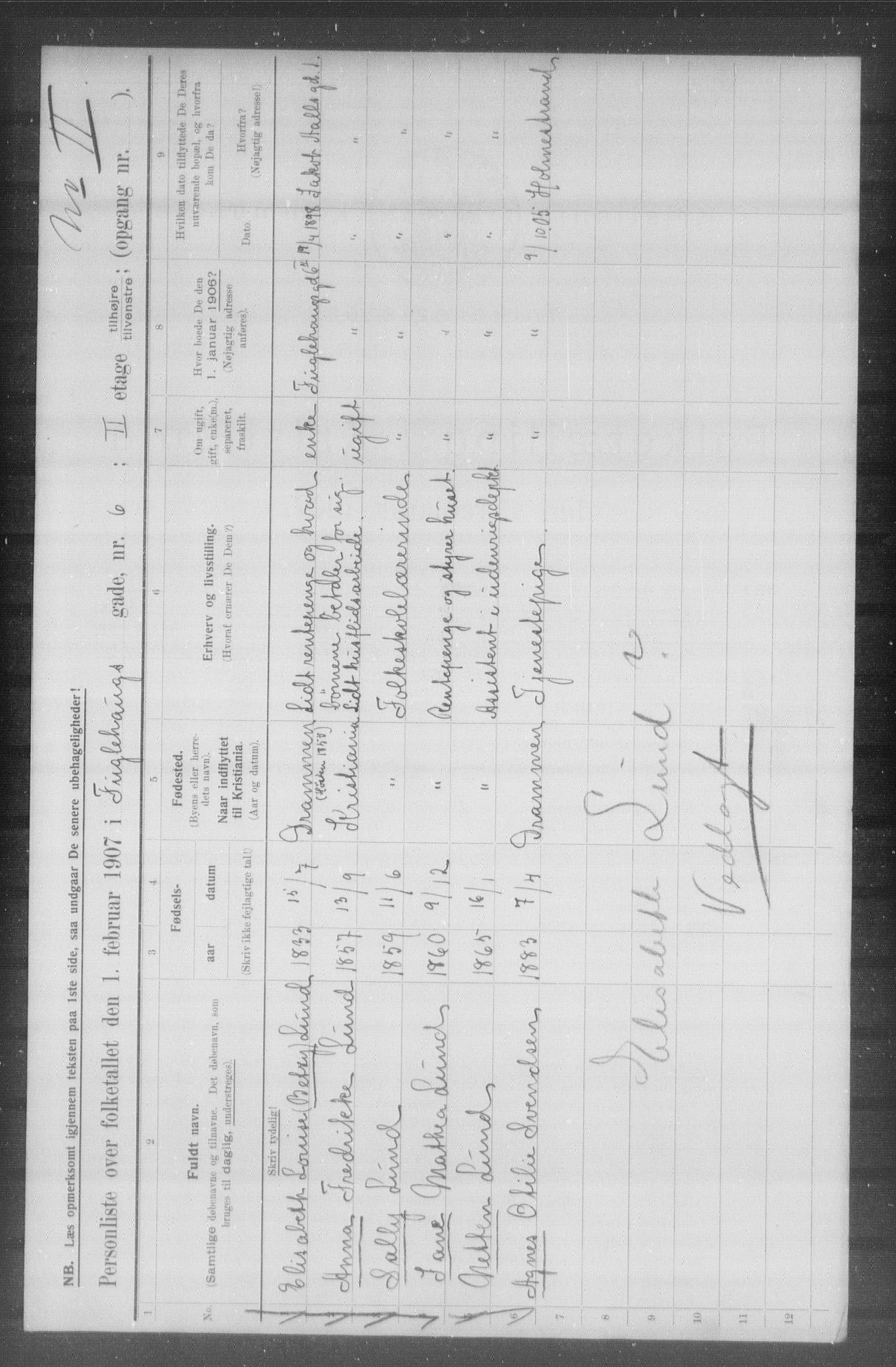 OBA, Municipal Census 1907 for Kristiania, 1907, p. 14416