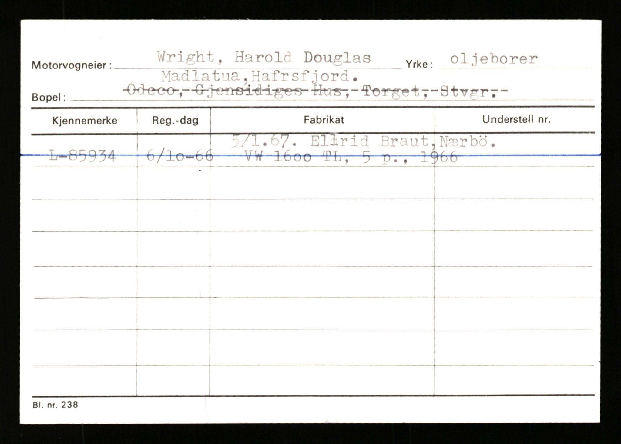 Stavanger trafikkstasjon, SAST/A-101942/0/H/L0043: Viste - Øksendal, 1930-1971, p. 837