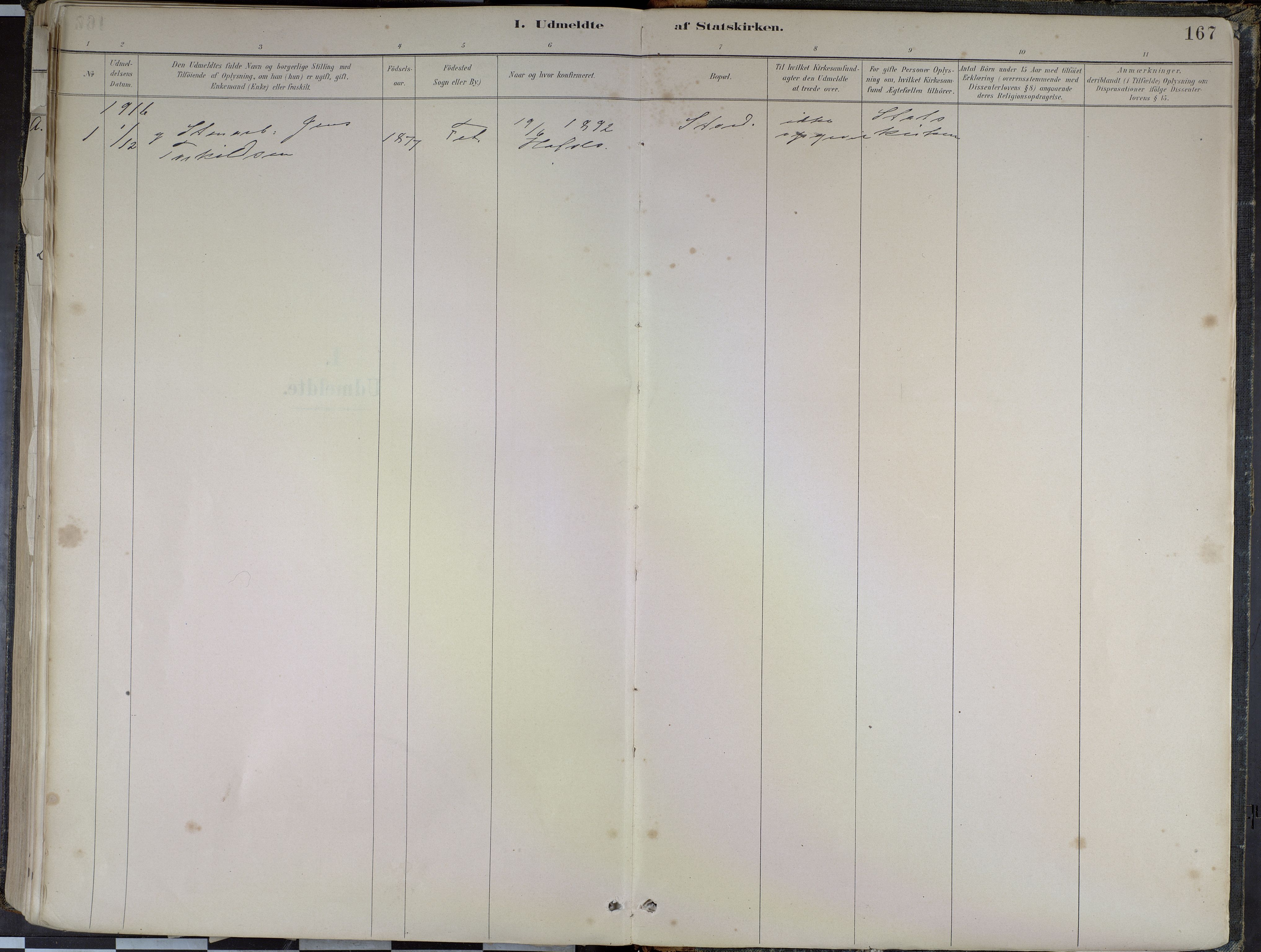 Hafslo sokneprestembete, SAB/A-80301/H/Haa/Haad/L0001: Parish register (official) no. D 1, 1886-1934, p. 167
