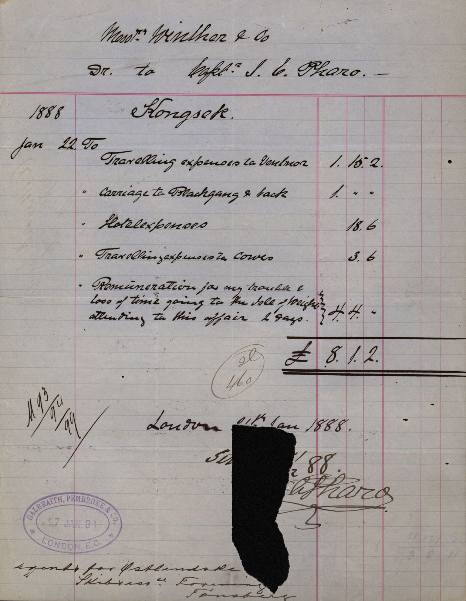 Pa 63 - Østlandske skibsassuranceforening, VEMU/A-1079/G/Ga/L0021/0005: Havaridokumenter / Haabet, Louise, Kvik, Libra, Kongsek, Ispilen, 1888, p. 53