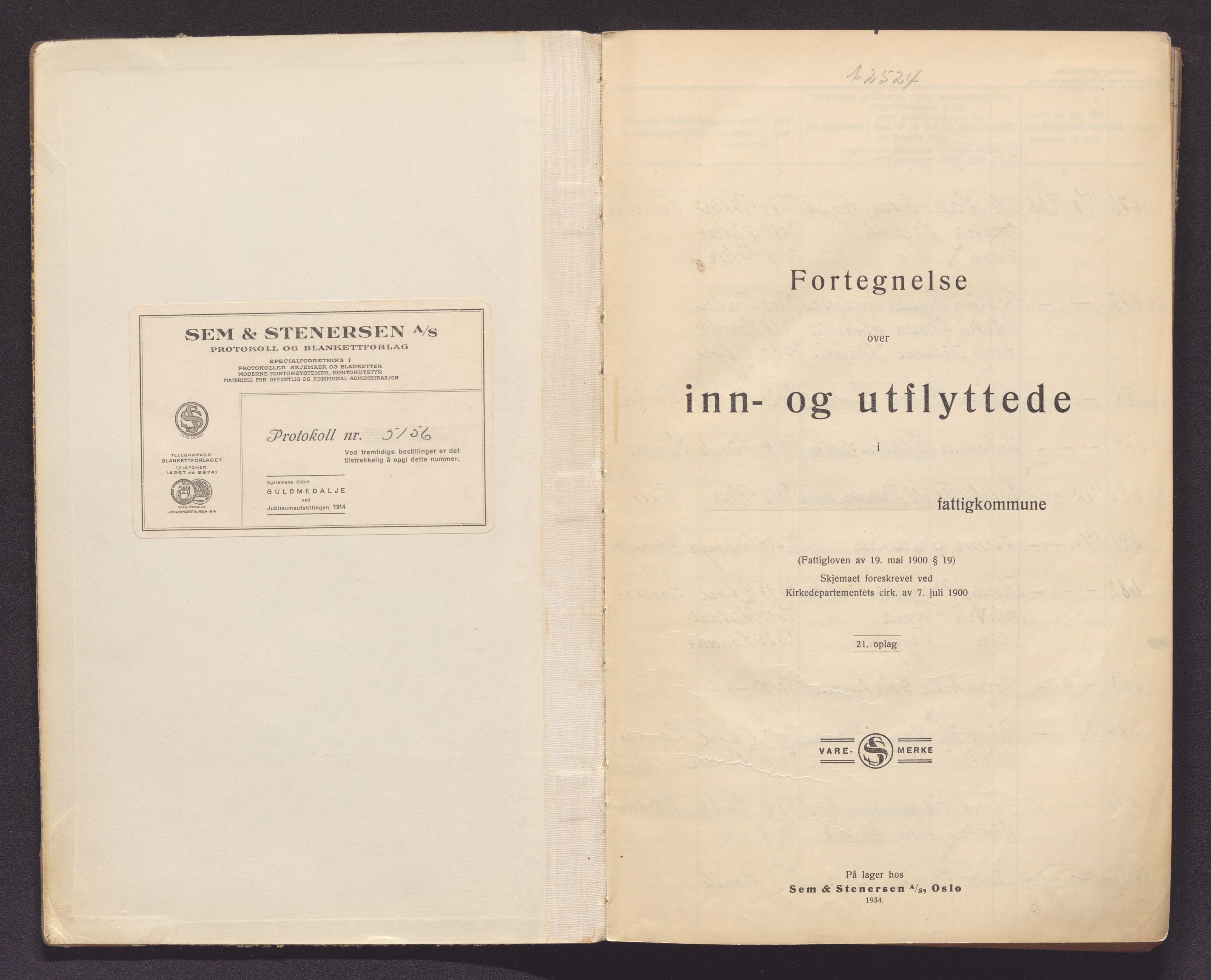 Sandar lensmannskontor, AV/SAKO-A-545/O/Oa/L0011: Protokoll over inn- og utflyttede, 1938-1939