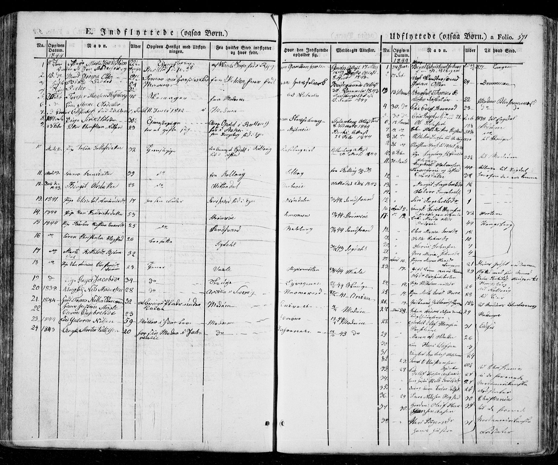 Eiker kirkebøker, AV/SAKO-A-4/G/Ga/L0002: Parish register (copy) no. I 2, 1832-1856, p. 571