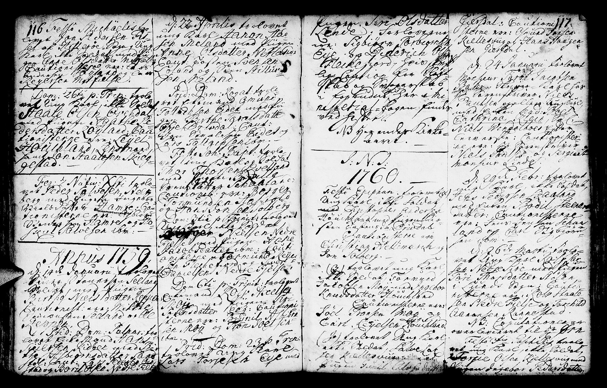 Lund sokneprestkontor, AV/SAST-A-101809/S06/L0002: Parish register (official) no. A 2, 1738-1760, p. 116-117