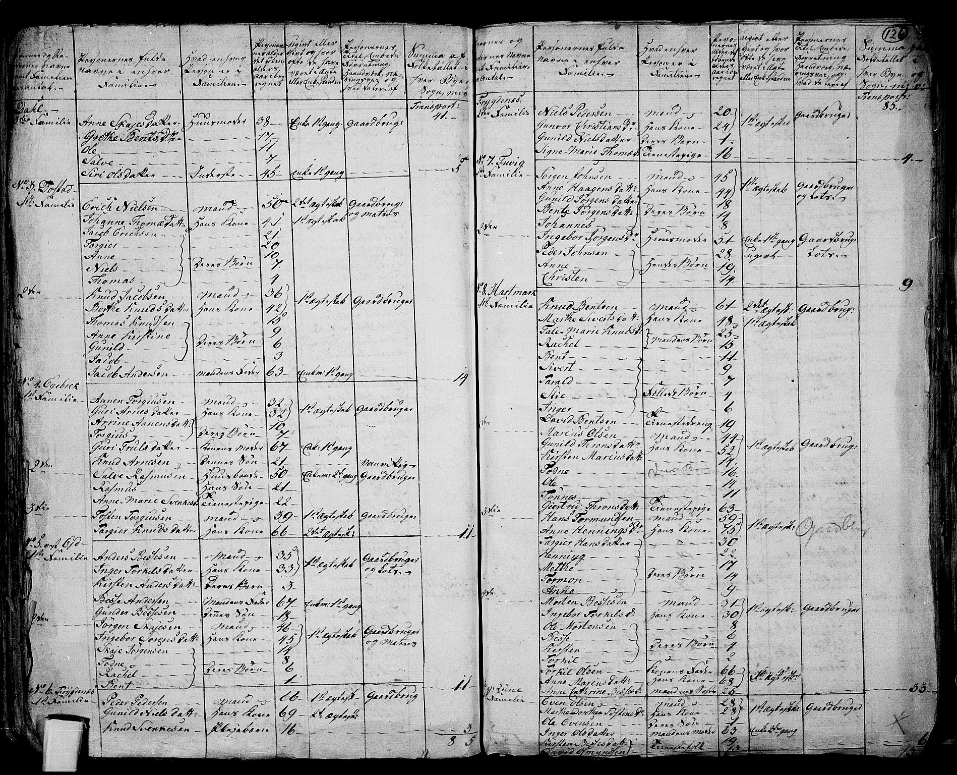 RA, 1801 census for 1019P Mandal, 1801, p. 125b-126a