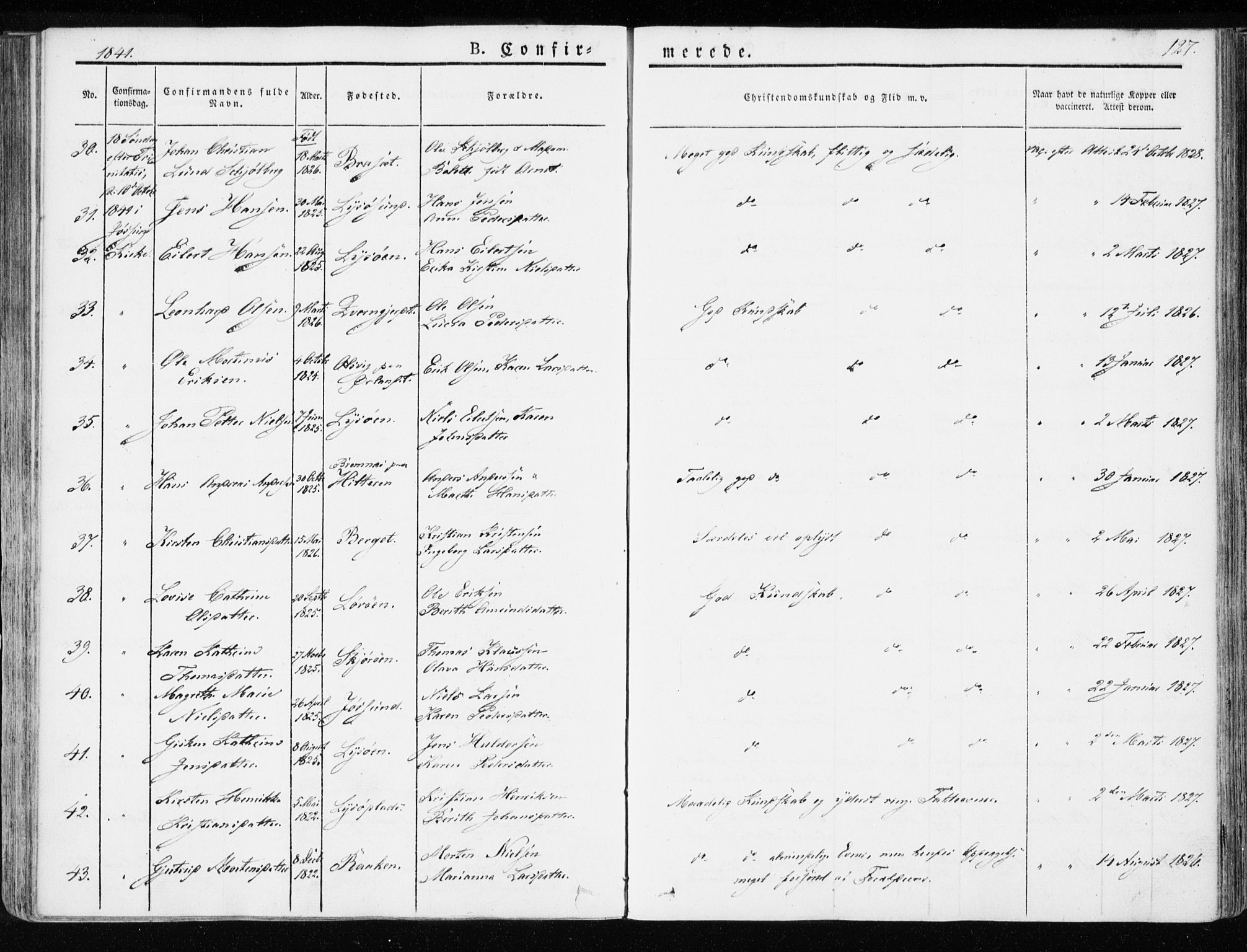 Ministerialprotokoller, klokkerbøker og fødselsregistre - Sør-Trøndelag, SAT/A-1456/655/L0676: Parish register (official) no. 655A05, 1830-1847, p. 127
