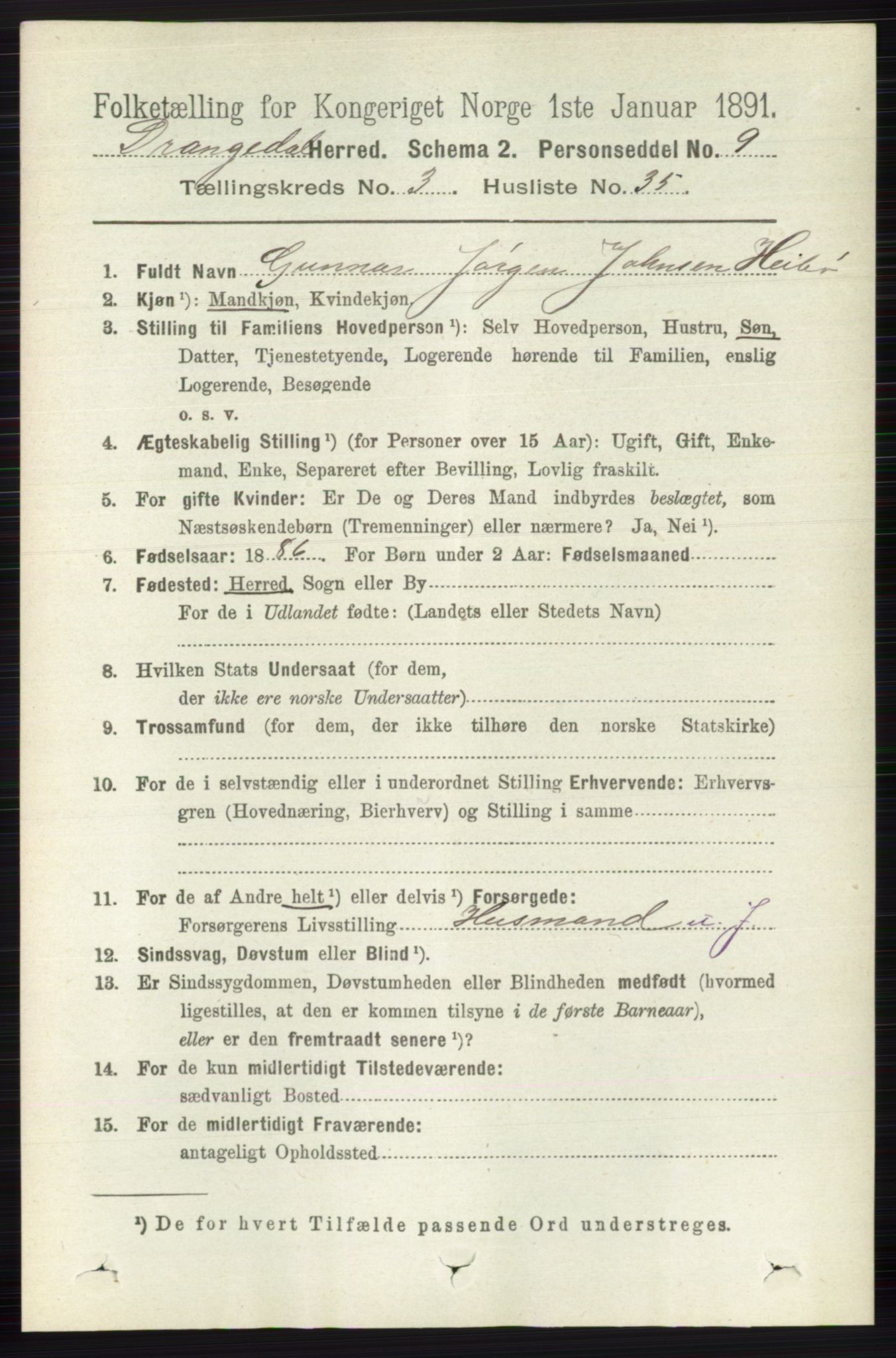 RA, 1891 census for 0817 Drangedal, 1891, p. 1088