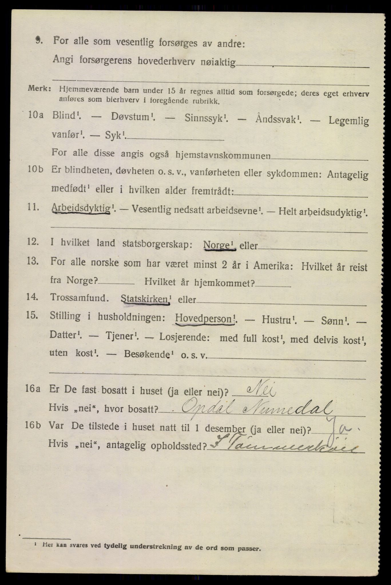 SAKO, 1920 census for Nore, 1920, p. 2207