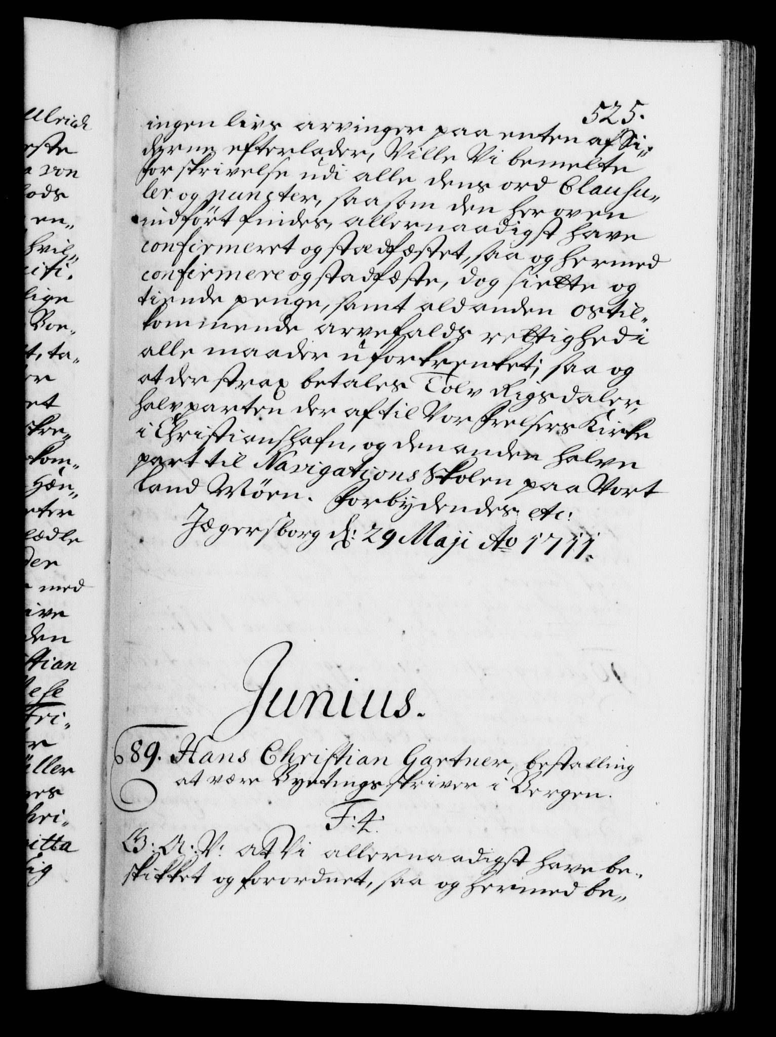 Danske Kanselli 1572-1799, RA/EA-3023/F/Fc/Fca/Fcaa/L0020: Norske registre, 1708-1711, p. 525a