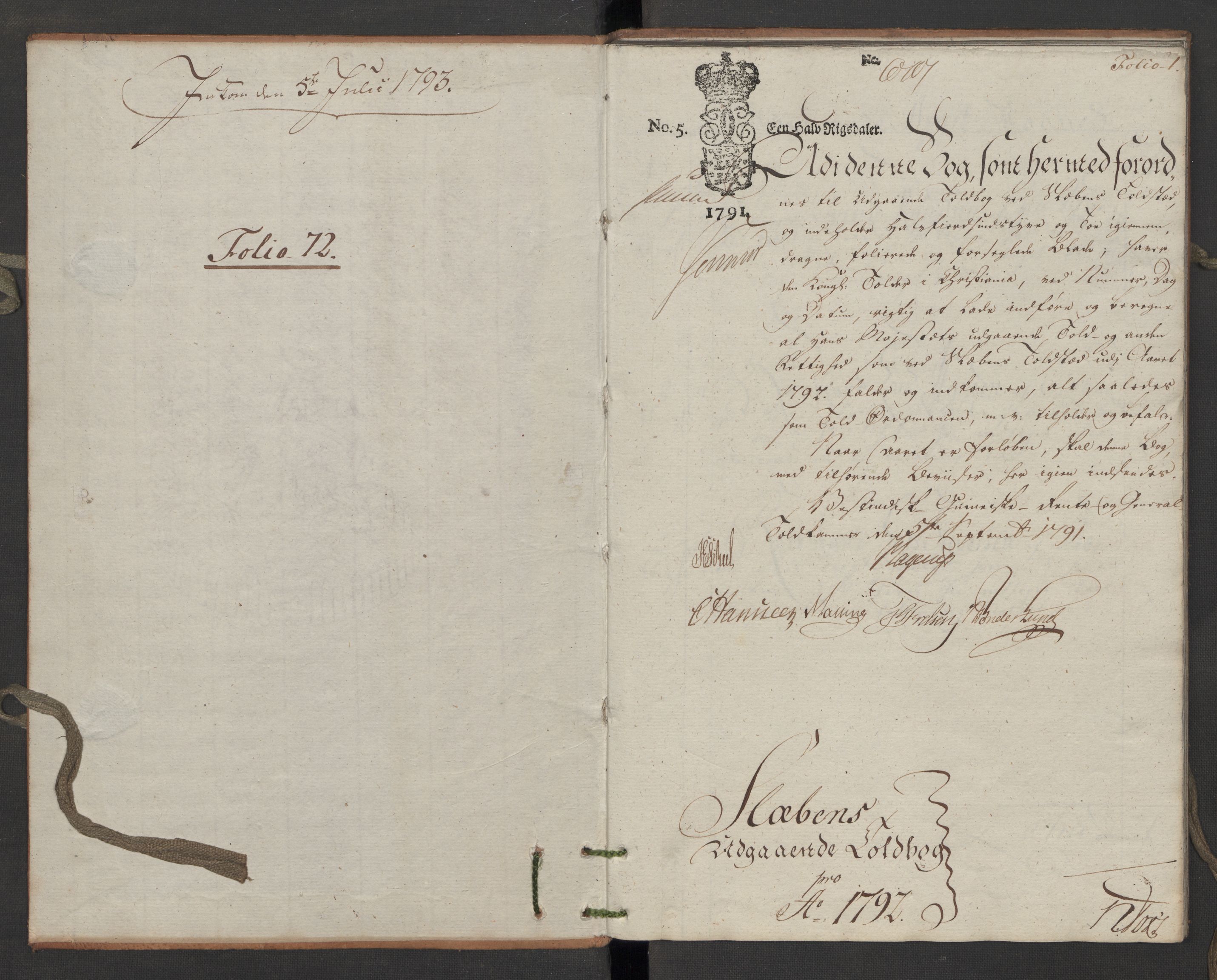 Generaltollkammeret, tollregnskaper, AV/RA-EA-5490/R06/L0187/0002: Tollregnskaper Kristiania / Utgående tollbok Slependen, 1790-1792