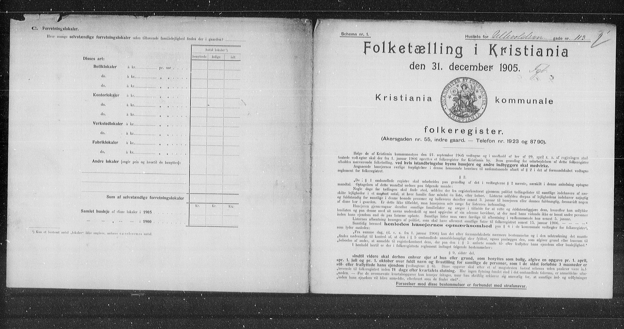 OBA, Municipal Census 1905 for Kristiania, 1905, p. 62869