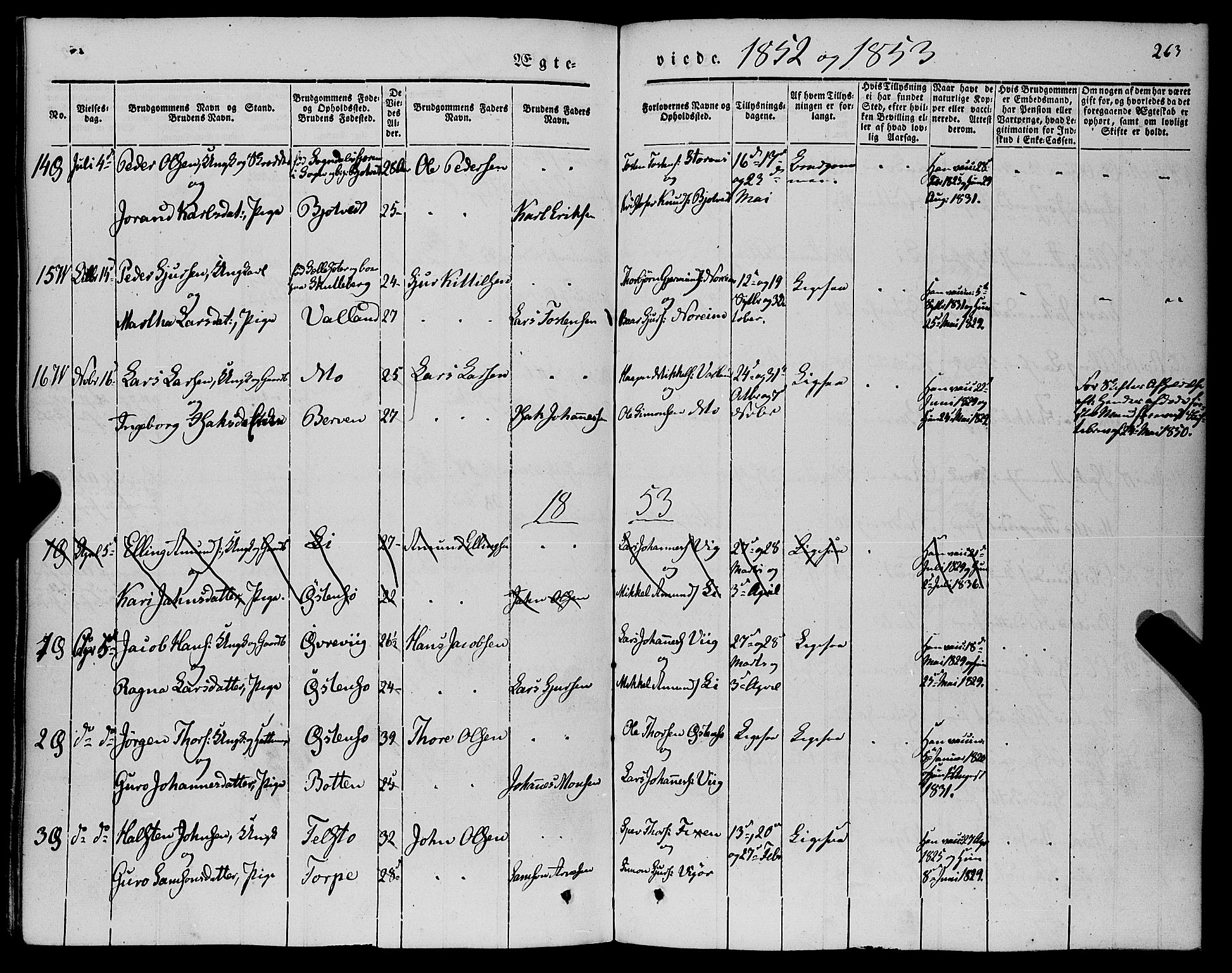 Kvam sokneprestembete, AV/SAB-A-76201/H/Haa: Parish register (official) no. A 8, 1844-1863, p. 263