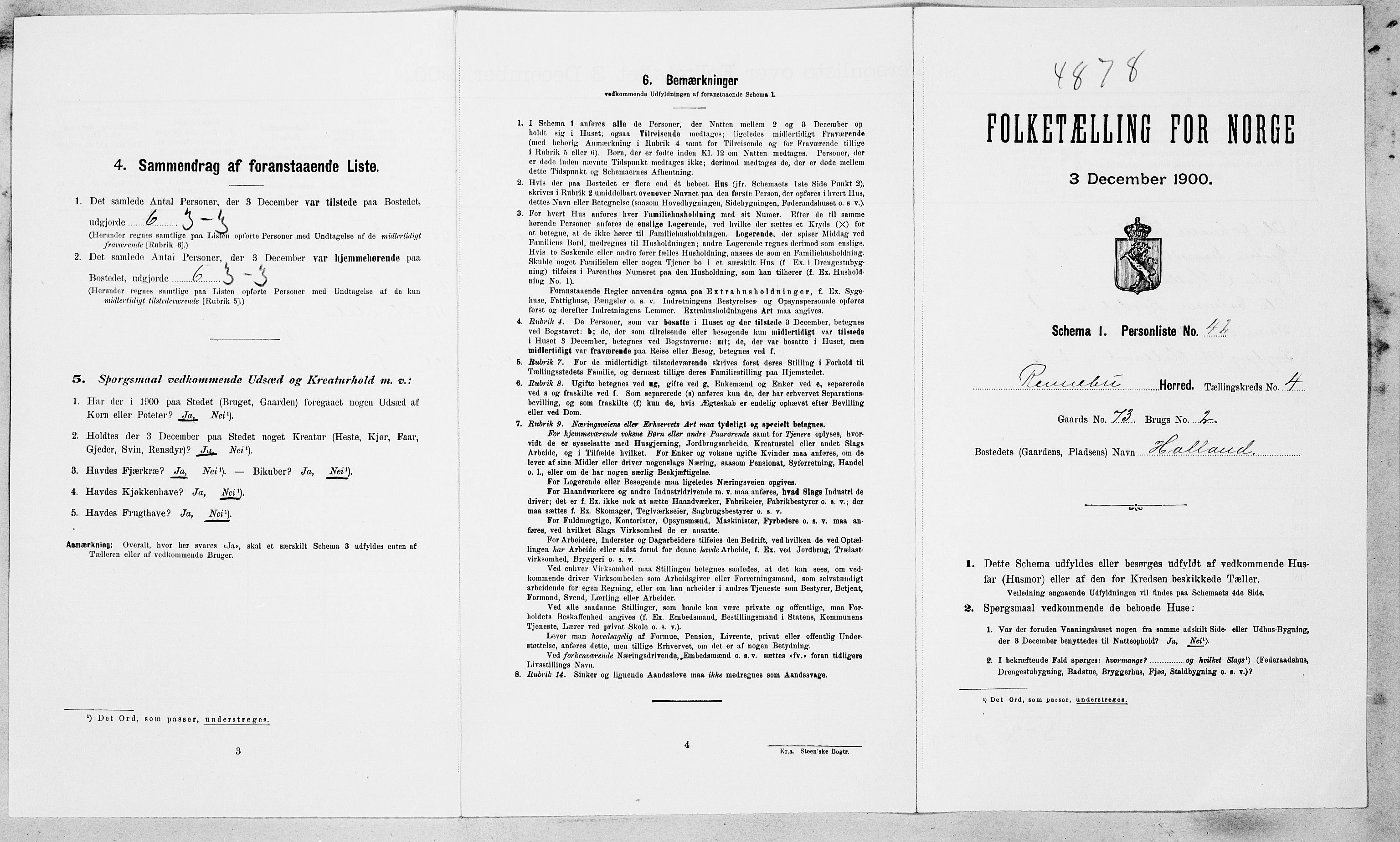 SAT, 1900 census for Rennebu, 1900, p. 656