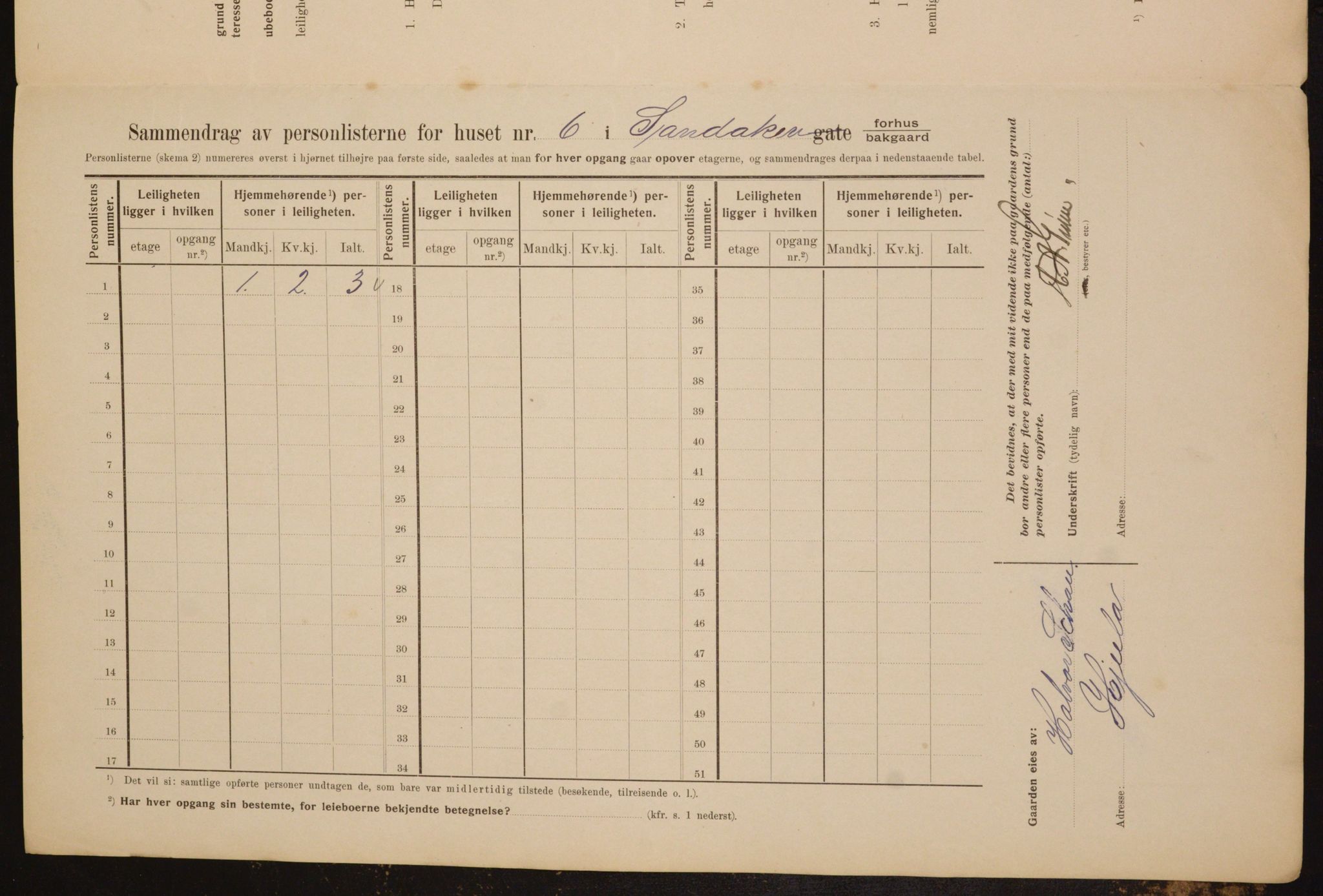 OBA, Municipal Census 1910 for Kristiania, 1910, p. 82952