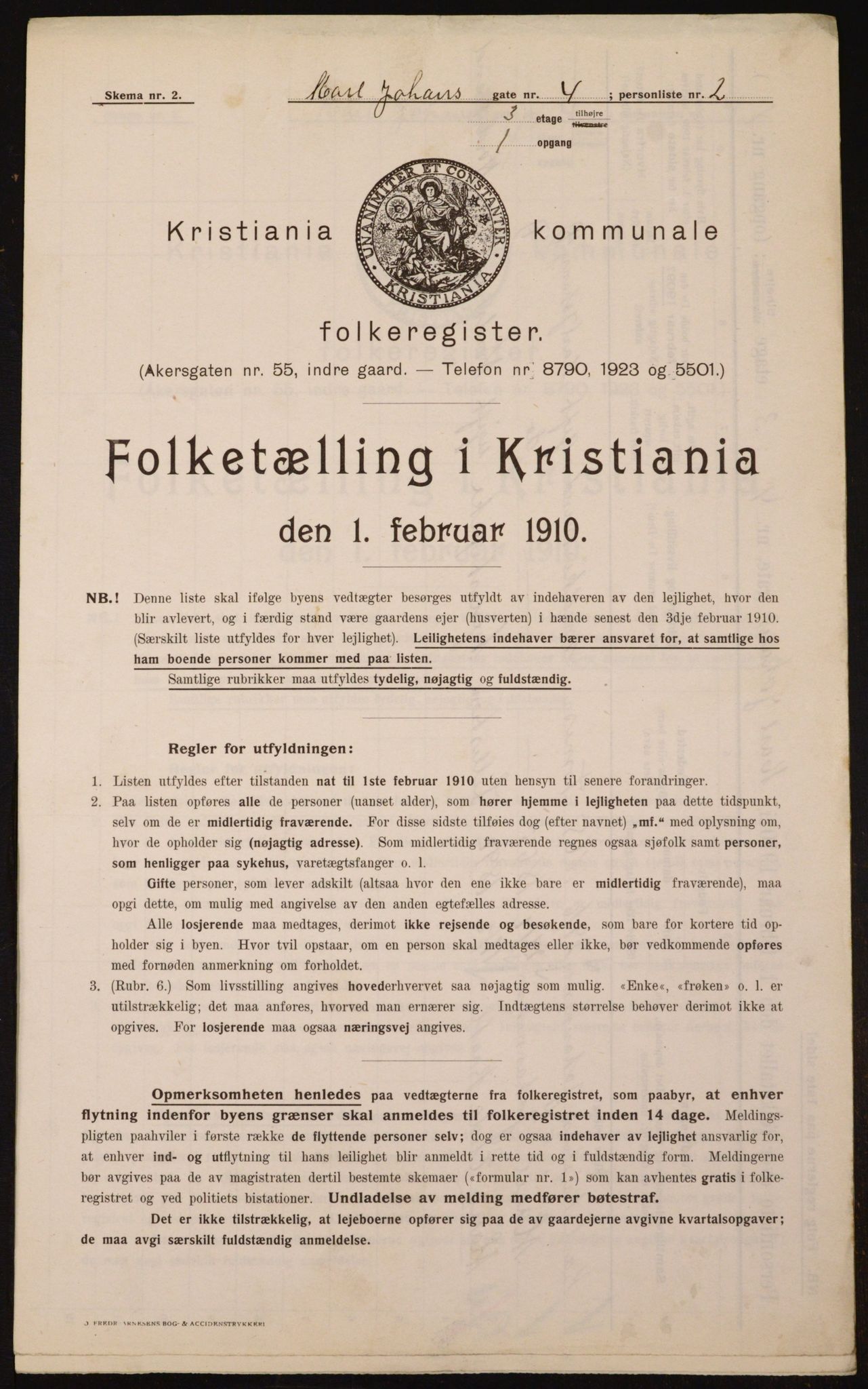 OBA, Municipal Census 1910 for Kristiania, 1910, p. 47292