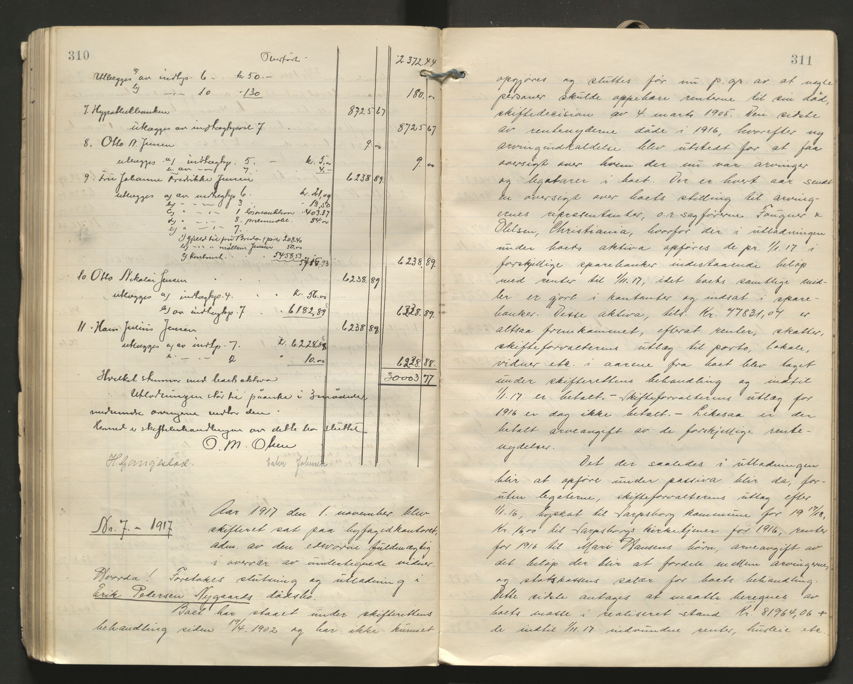 Sarpsborg byfogd, AV/SAO-A-10864/H/He/L0003: Skifteutlodningsprotokoll, 1906-1920, p. 310-311