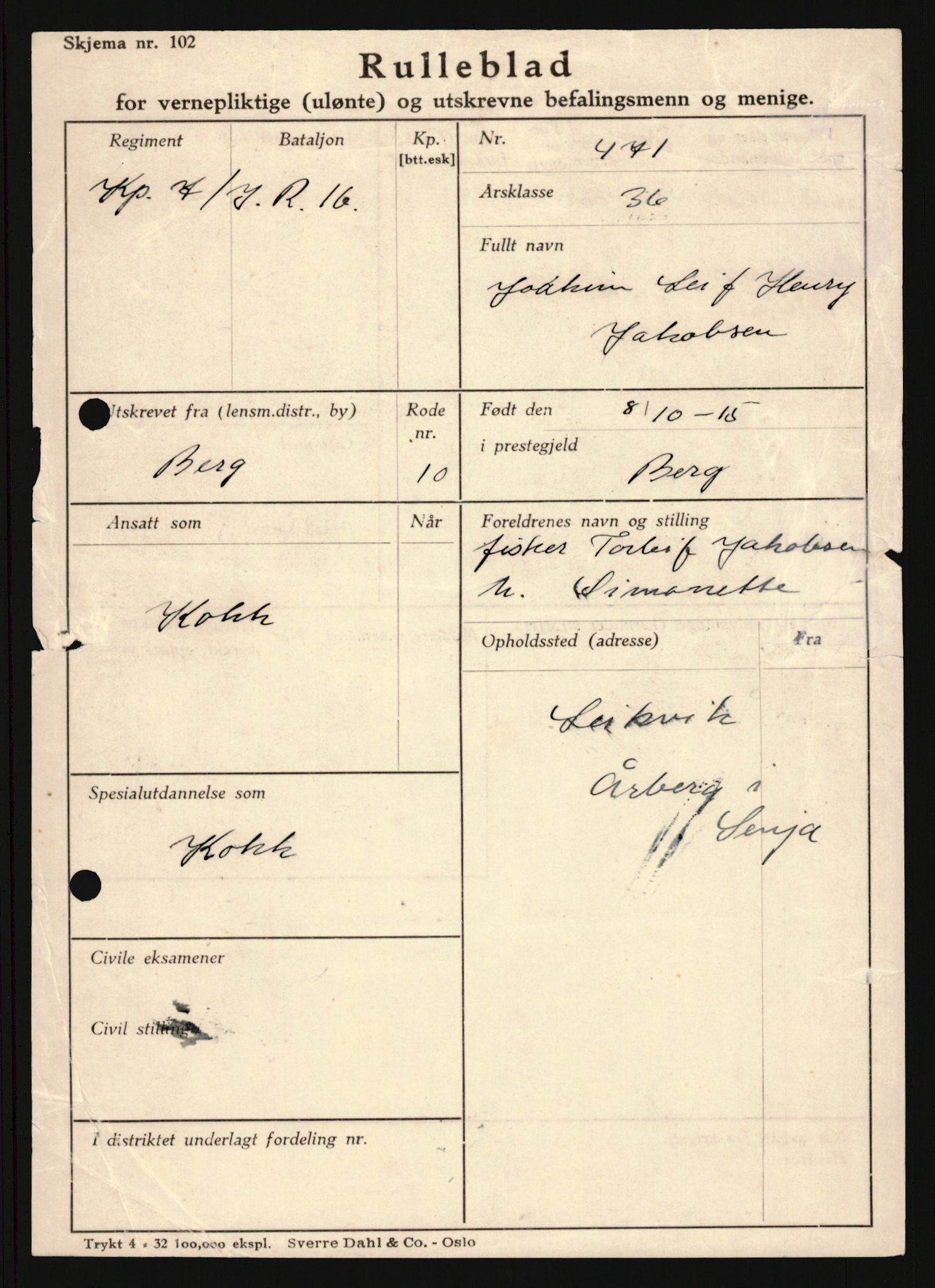 Forsvaret, Troms infanteriregiment nr. 16, AV/RA-RAFA-3146/P/Pa/L0020: Rulleblad for regimentets menige mannskaper, årsklasse 1936, 1936, p. 533